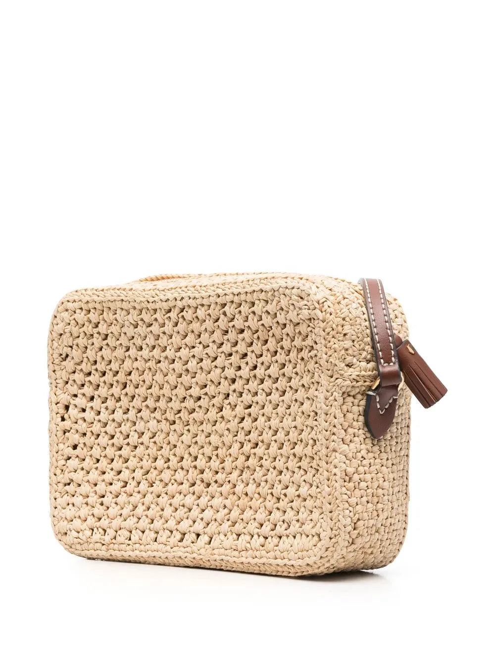 Raffia-Umhängetasche mit Augen
