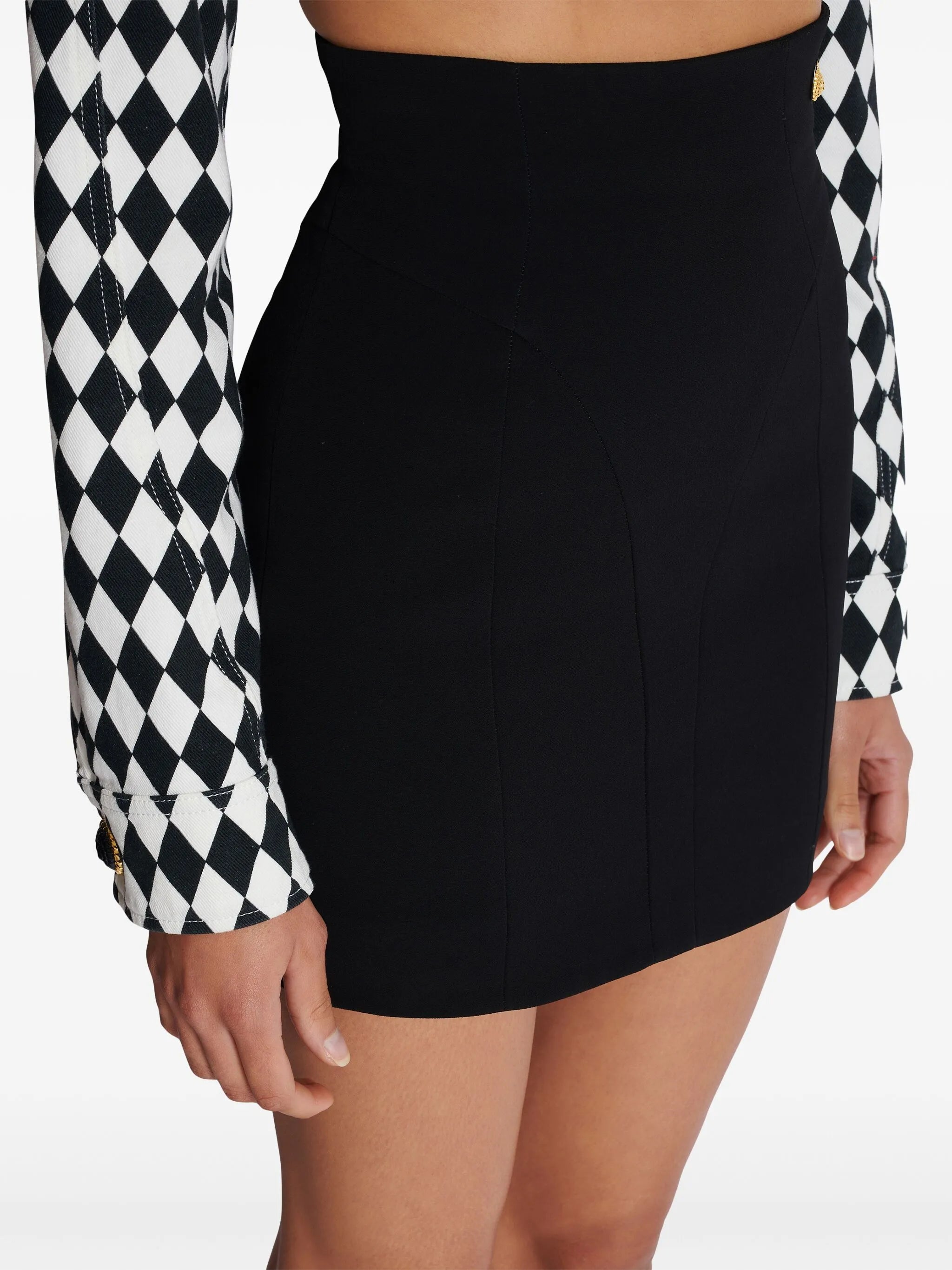 Crepe mini skirt with high waist