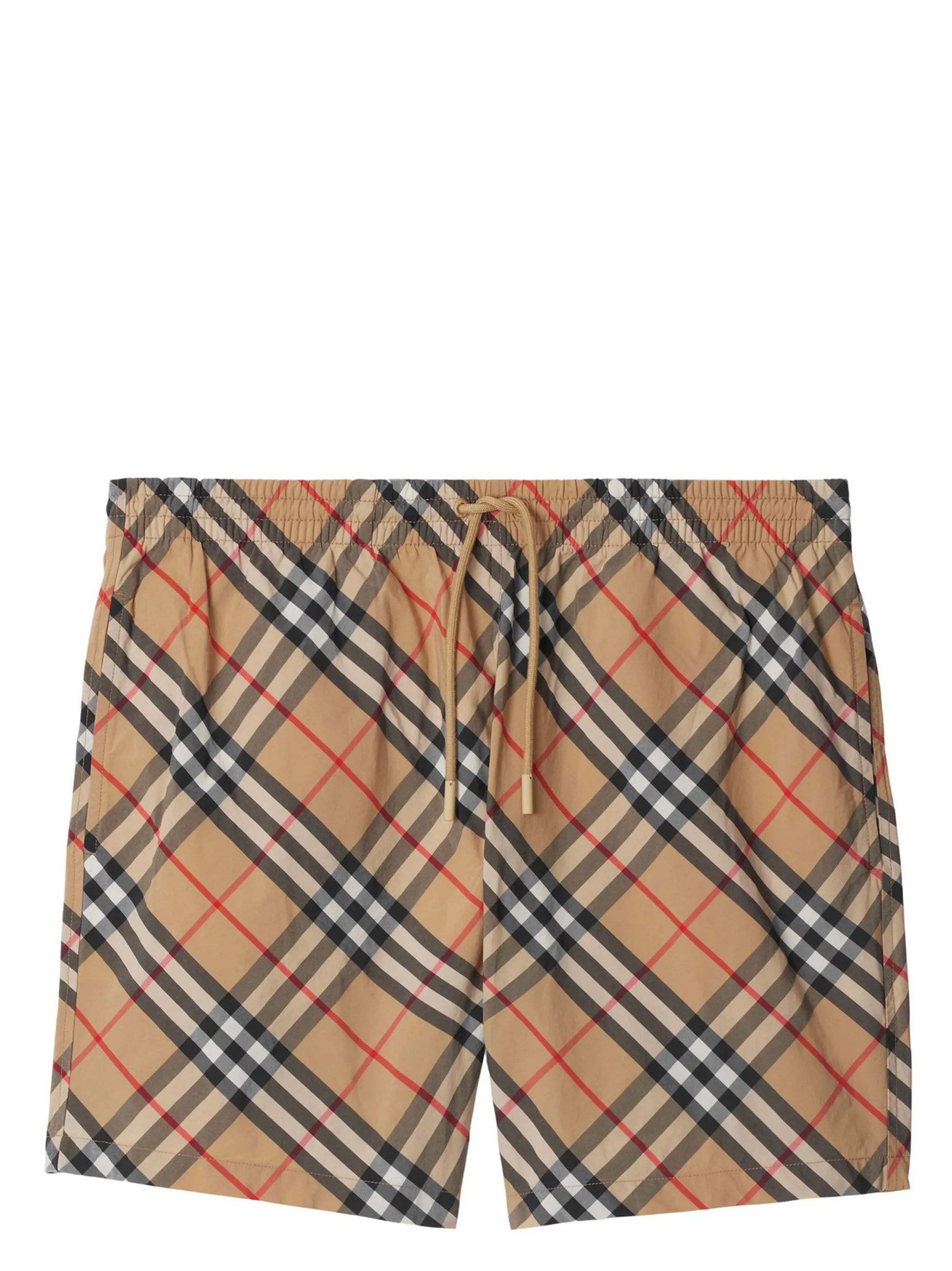 Checked swim shorts with drawstring