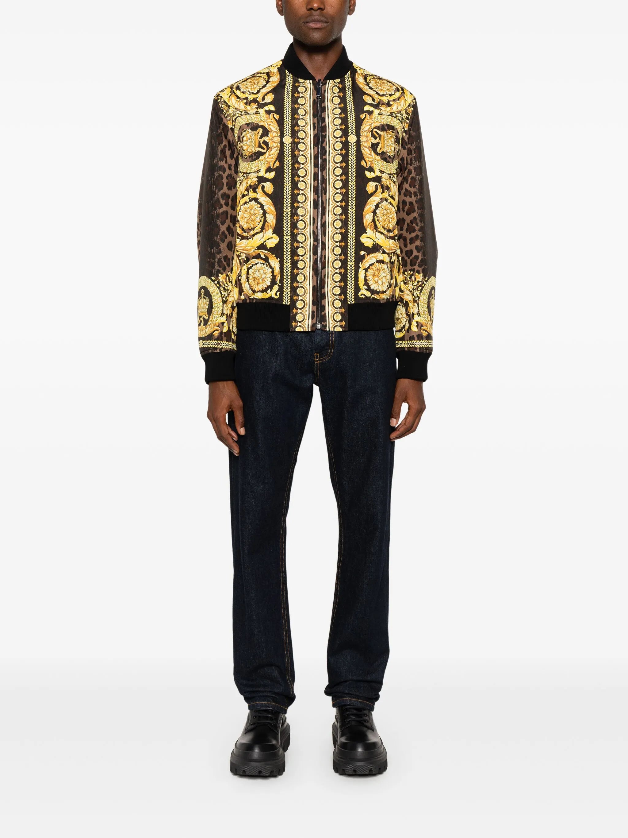 Bomber jacket with Barocco print