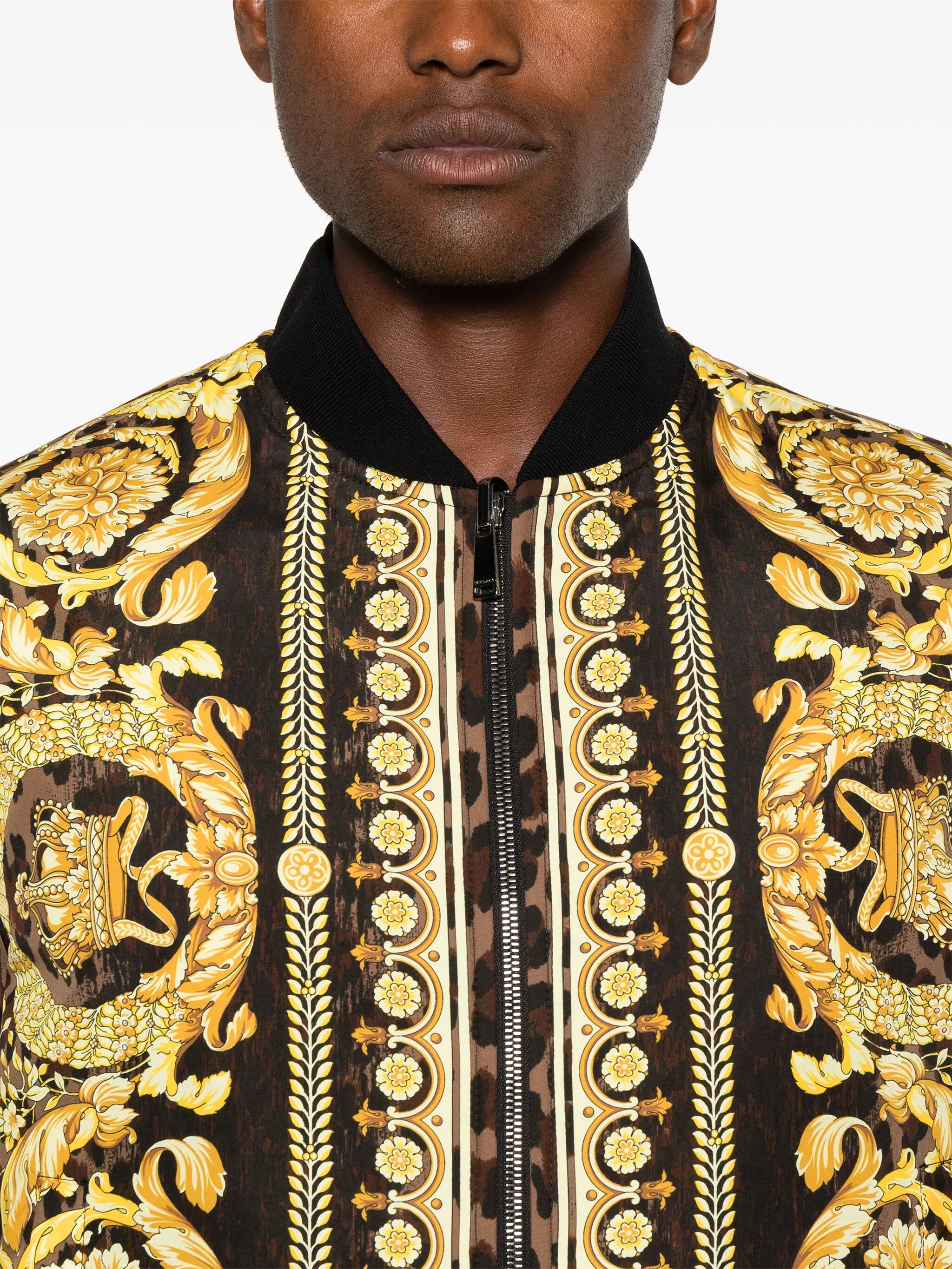 Bomber jacket with Barocco print