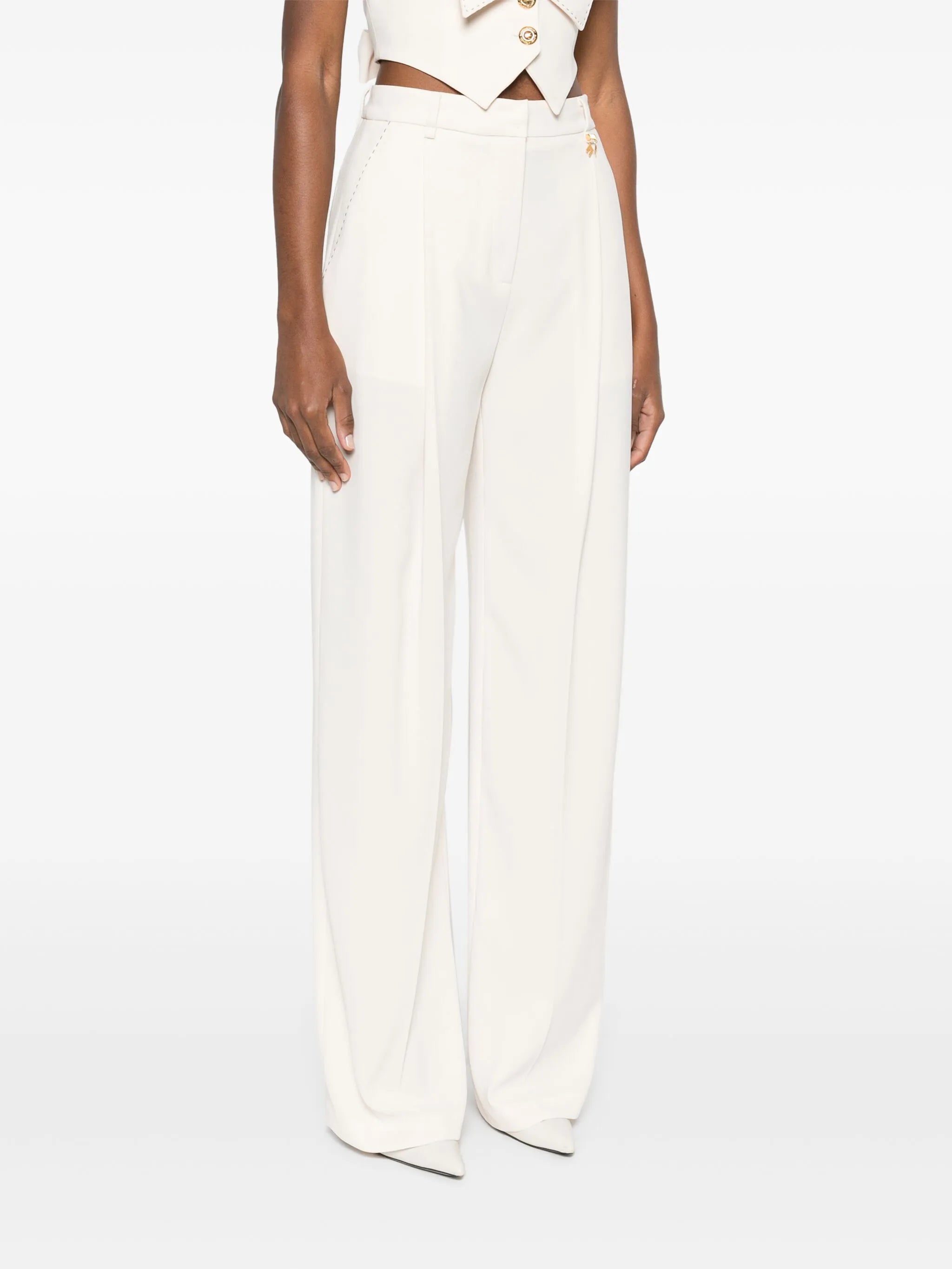 Kalhoty z krepové látky s kontrastními švy