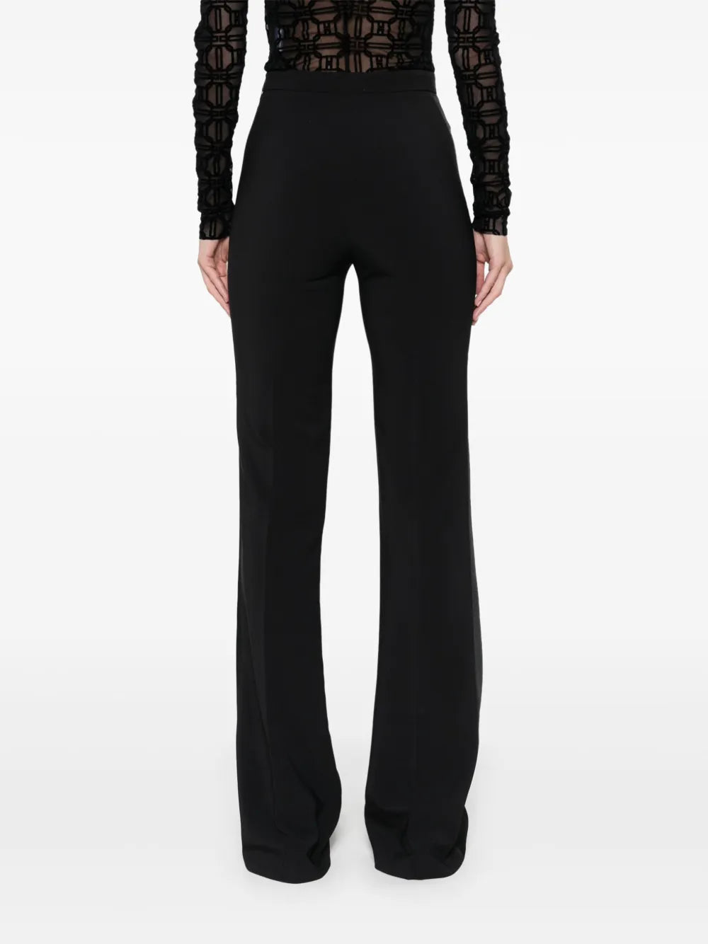 Crepe pants with satin trim