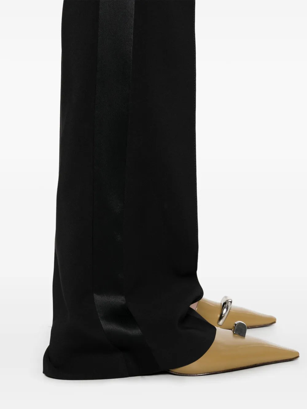 Crepe pants with satin trim