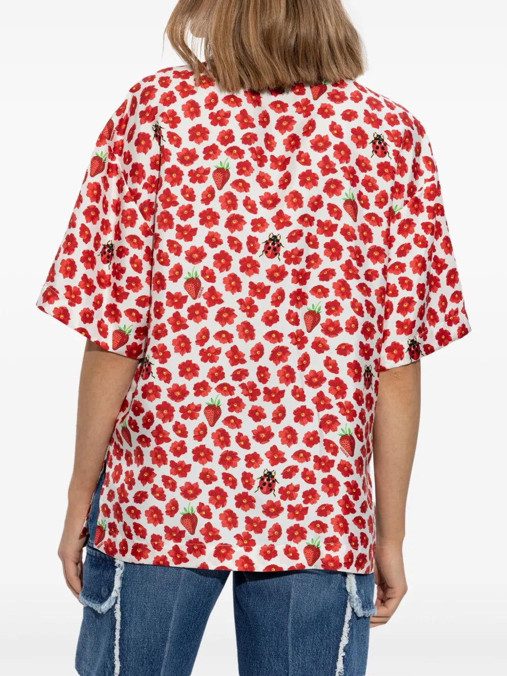 Jahodová záhrada hodvábna košeľa
