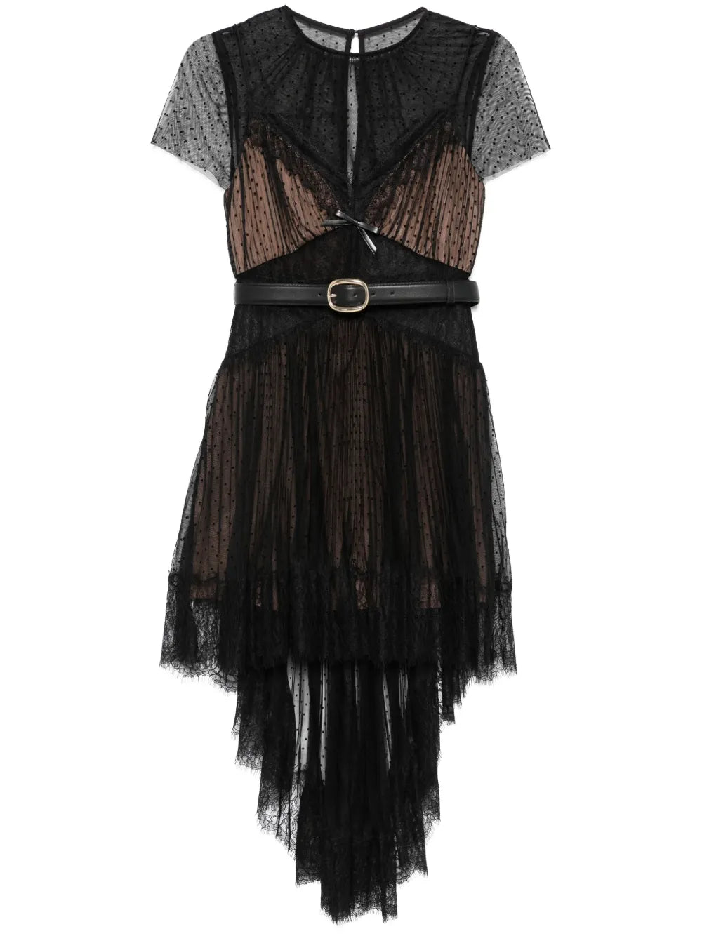 Síťované minišaty s puntíkovým vzorem