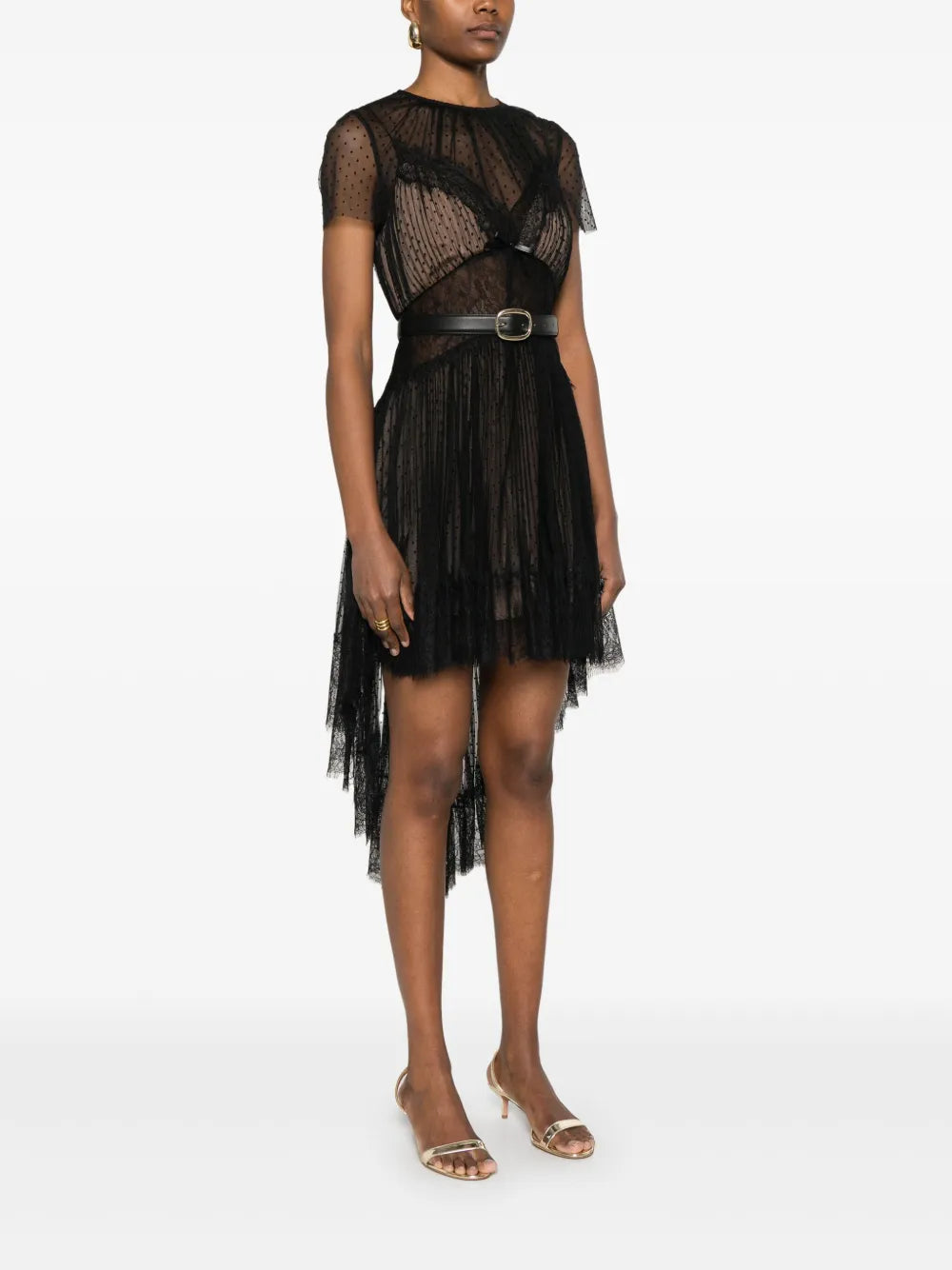 Mesh mini dress with polka dot pattern