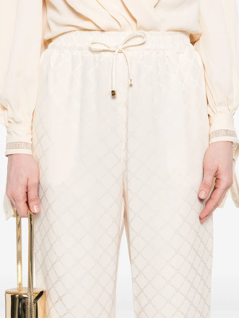 Satin pants made of diamond jacquard