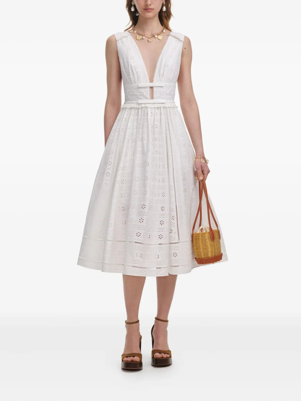 Bílé bavlněné midišaty