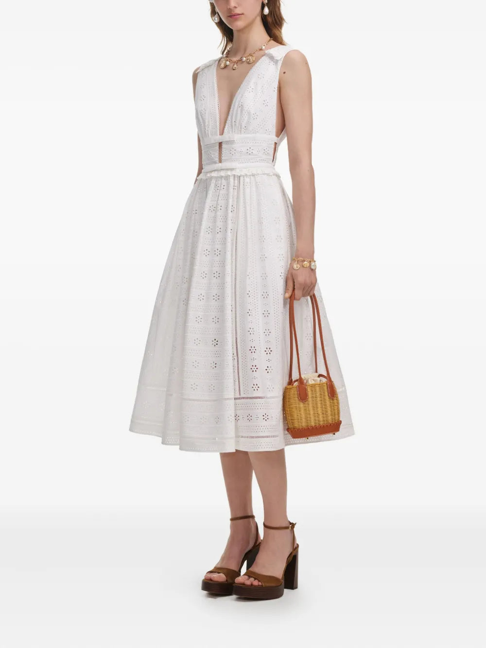 Bílé bavlněné midišaty