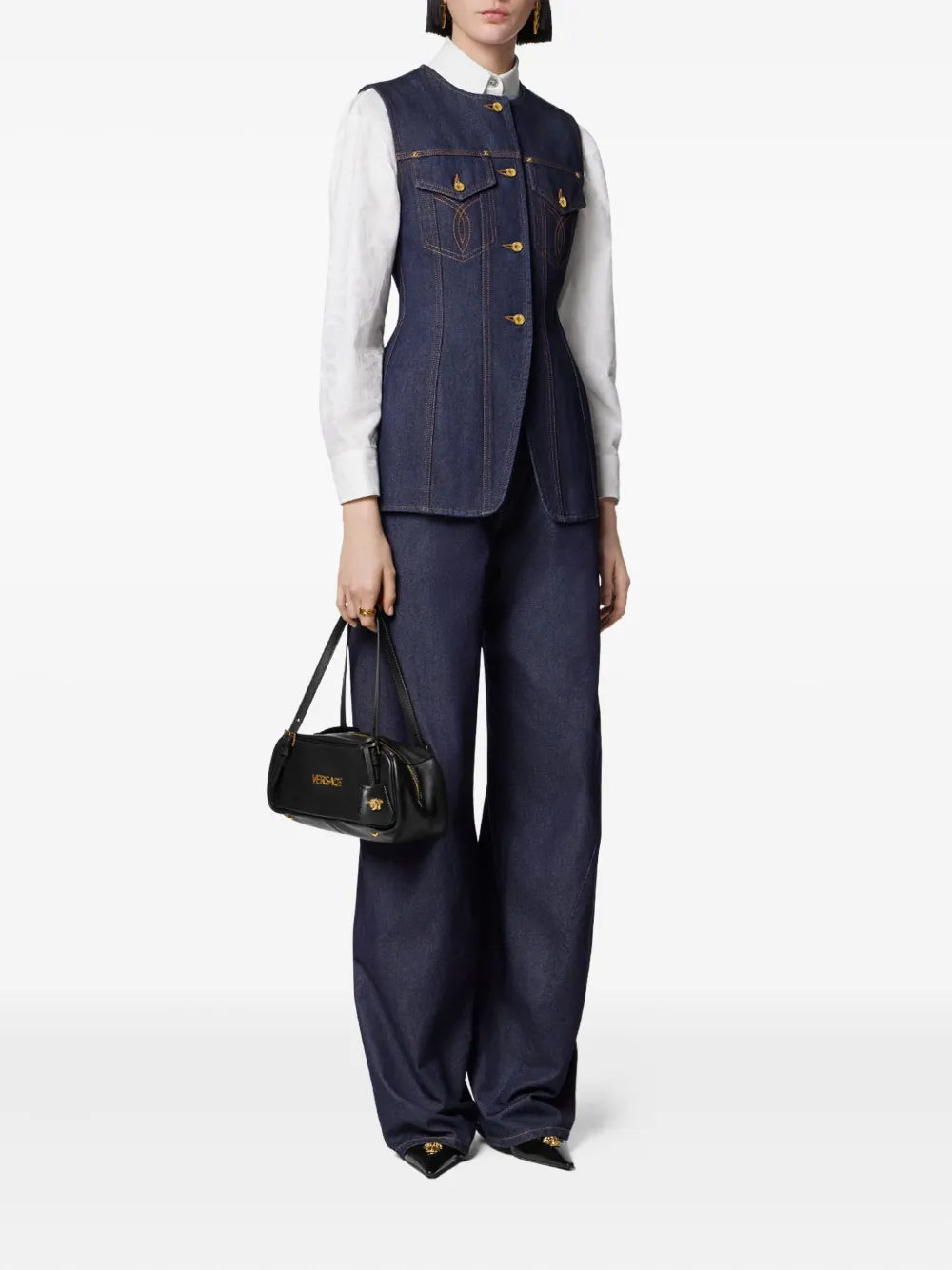 Džínová vesta na knoflíky