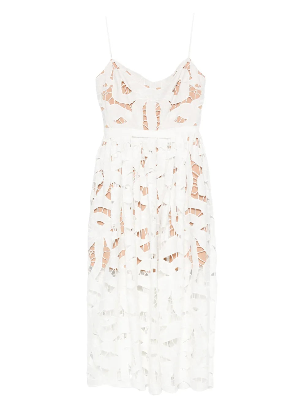 Bílé midi šaty z květinové krajky