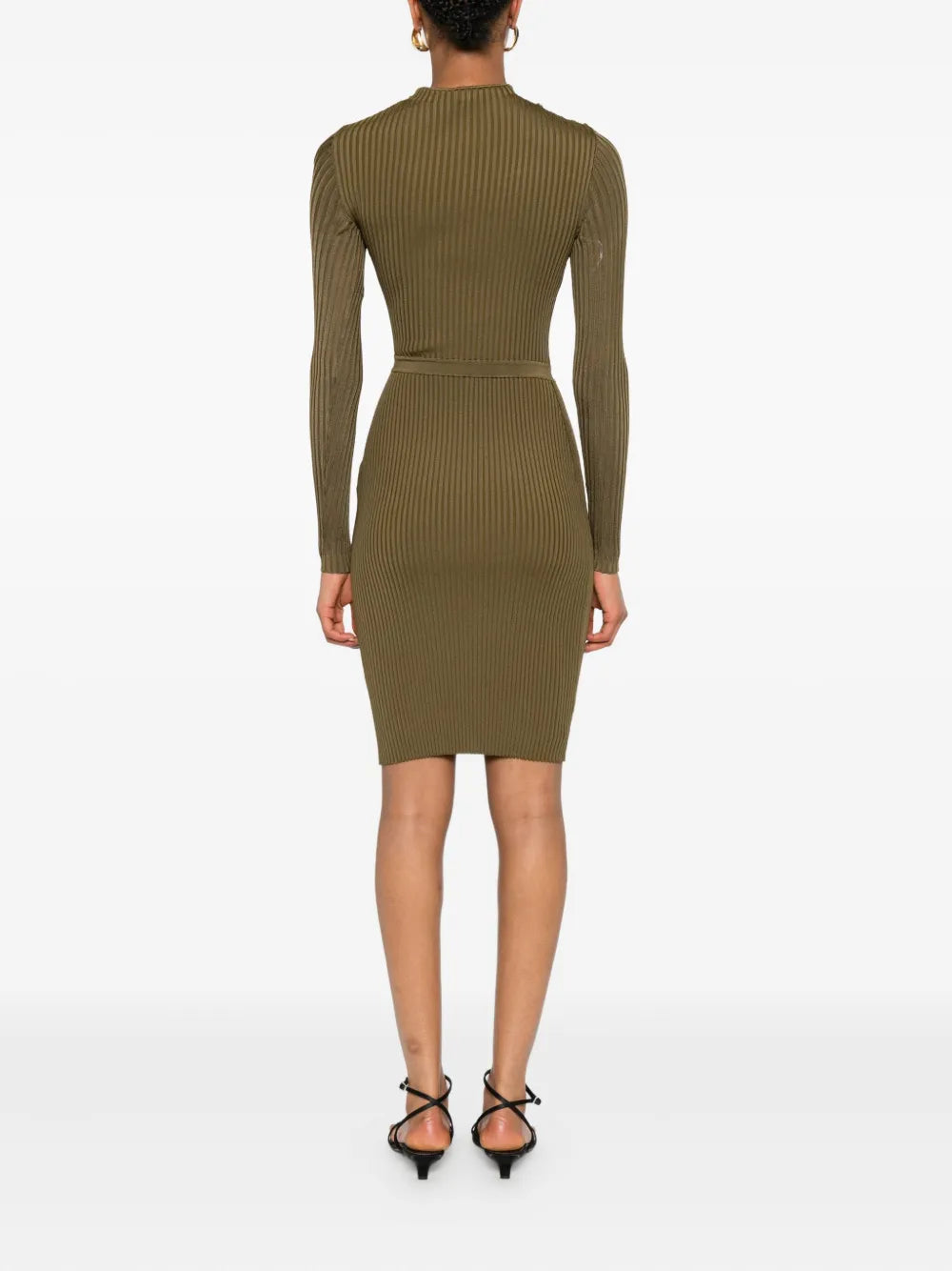 Žebrované šaty s knoflíkovým detailem