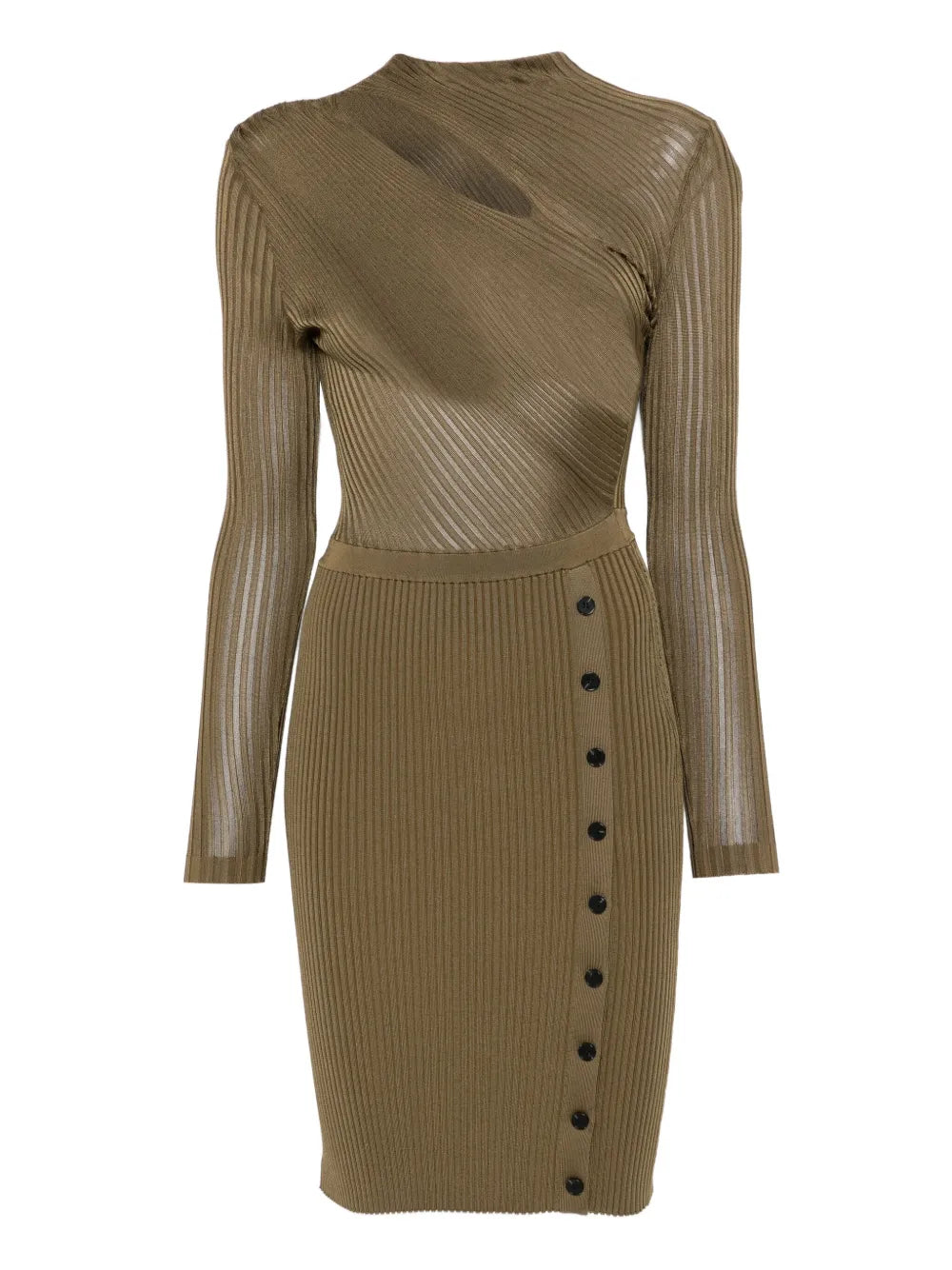 Žebrované šaty s knoflíkovým detailem