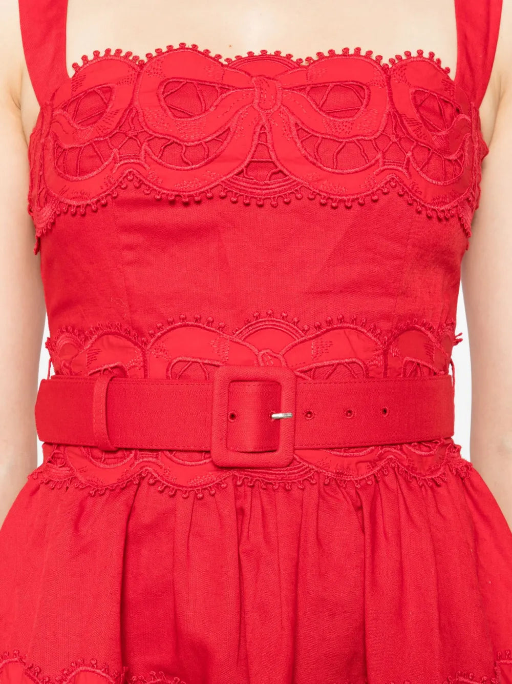 Mini dress with lace inserts