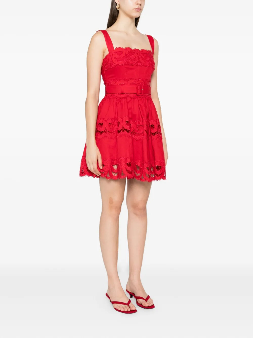 Mini dress with lace inserts