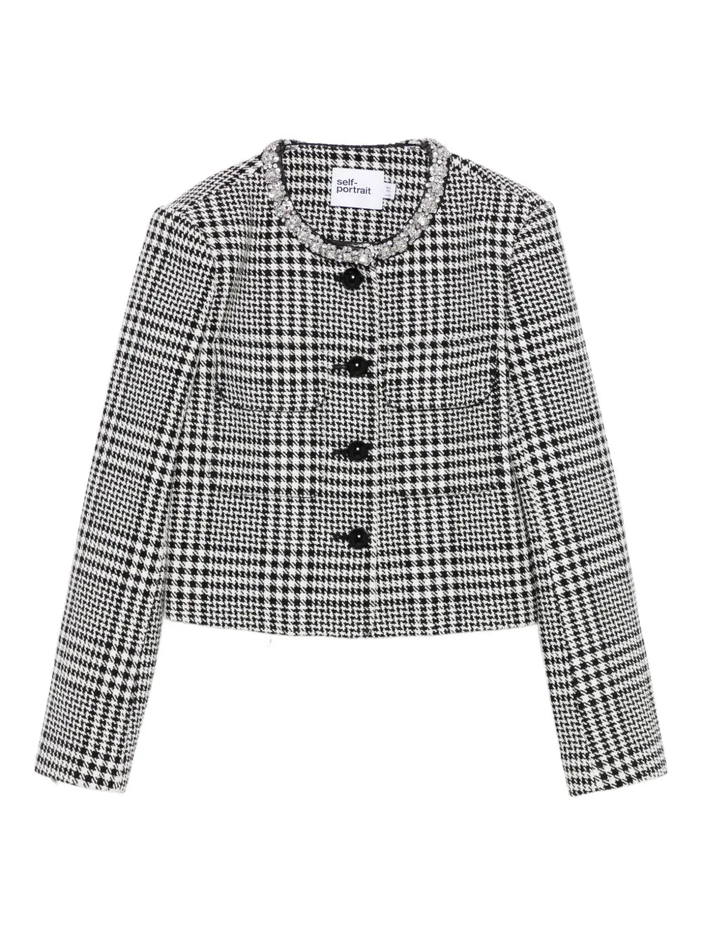 Krátká bunda s kohoutím vzorem