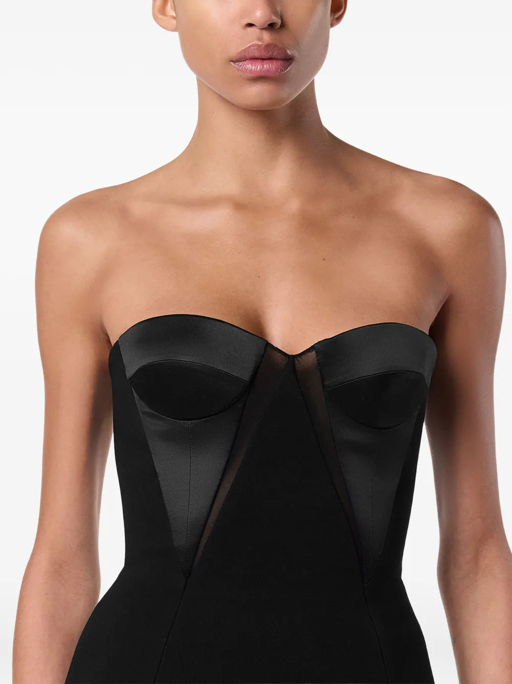 Bustier top with satin inserts