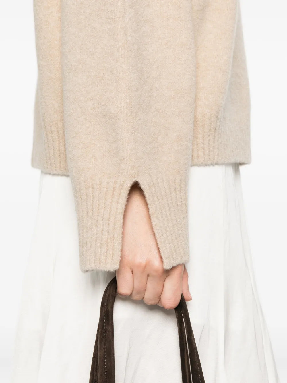 Pulóver s stojatým golierom a rozparovanými manžetami