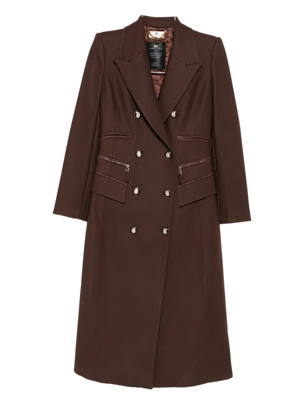 dvouřadý kabát s koženým lemováním