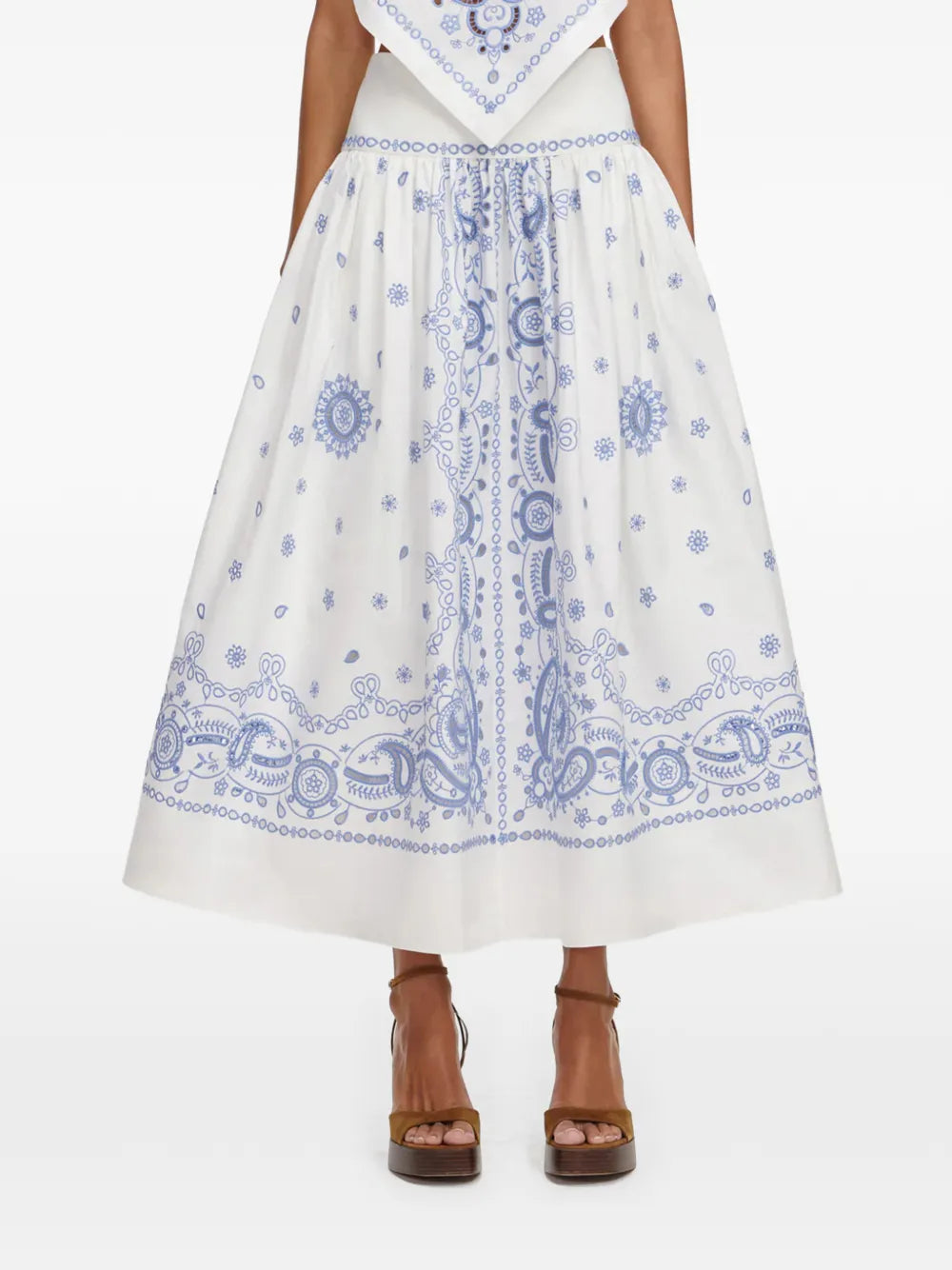 Maxi skirt with paisley embroidery