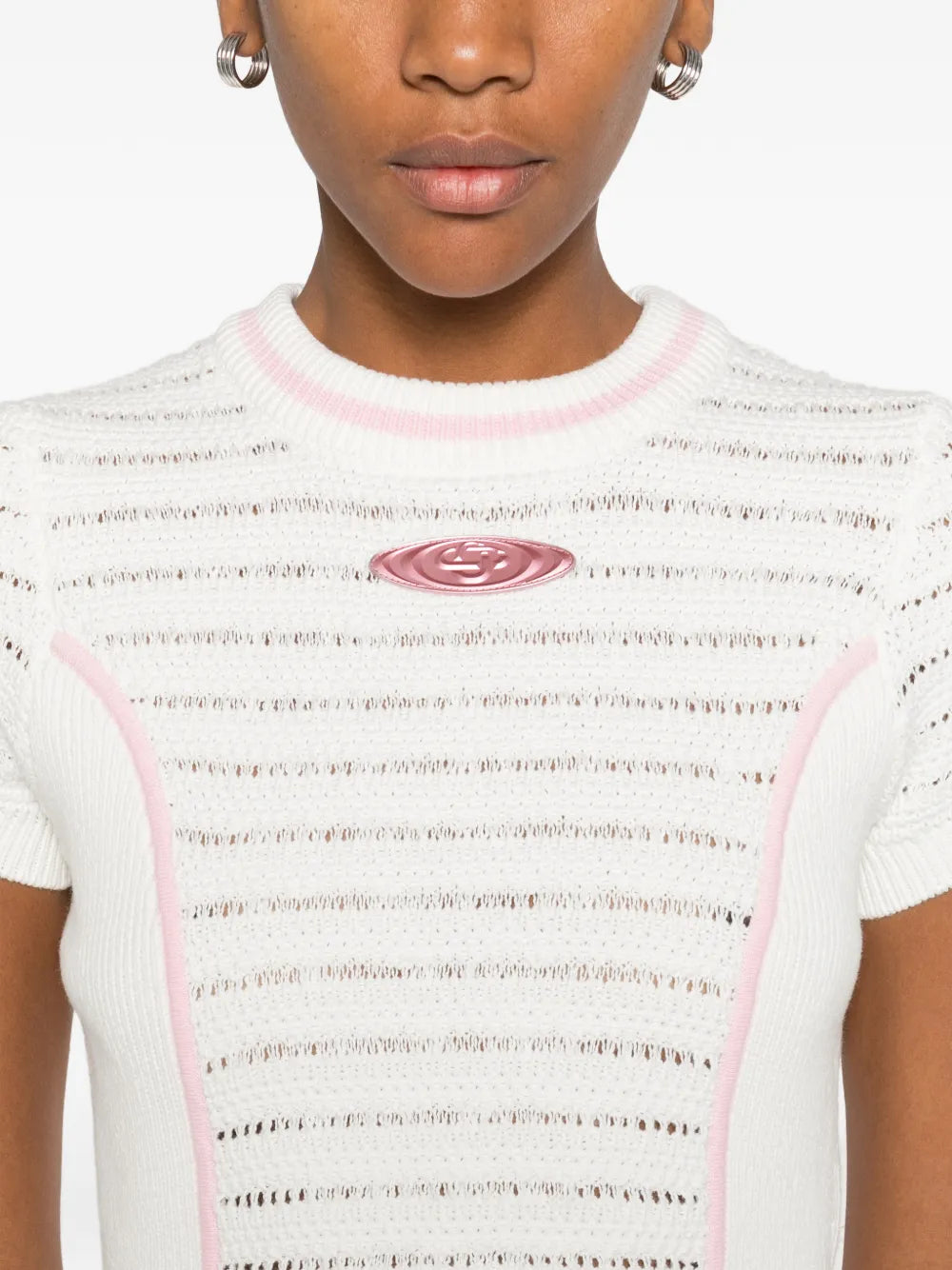 Knitted top with trim