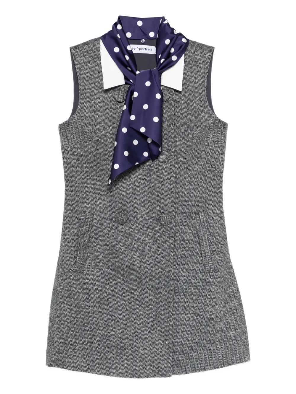 ŠEDÉ MINI ŠATY S DETAILOM ŠÁLU V KOSTIČKU