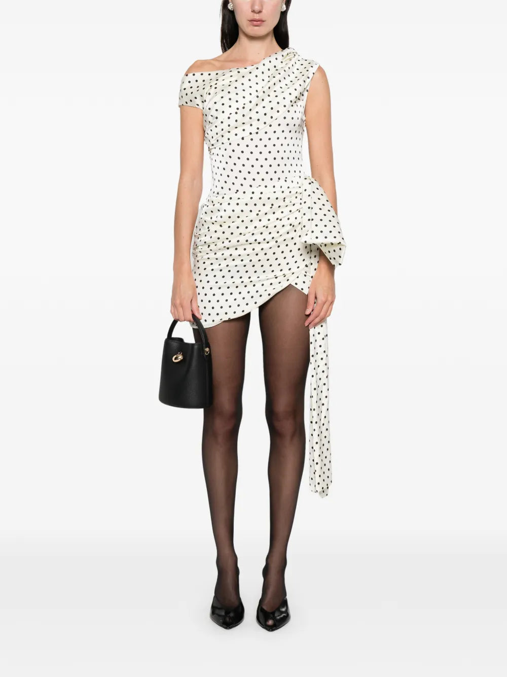POLKA DOT SATIN VÁZANÉ MINI ŠATY