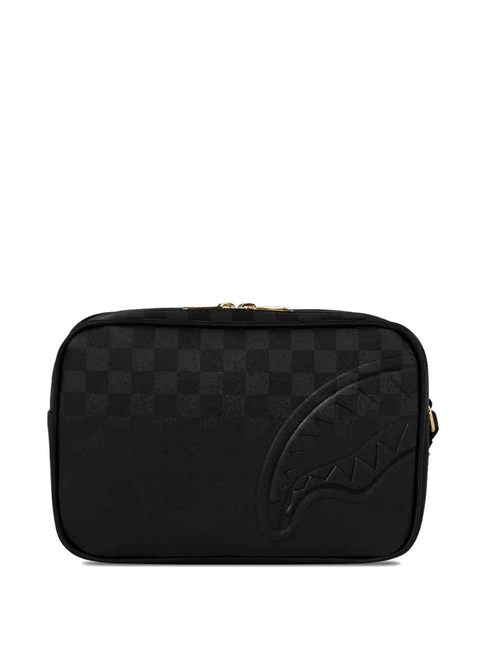 Spray toiletry bag with checkered pattern