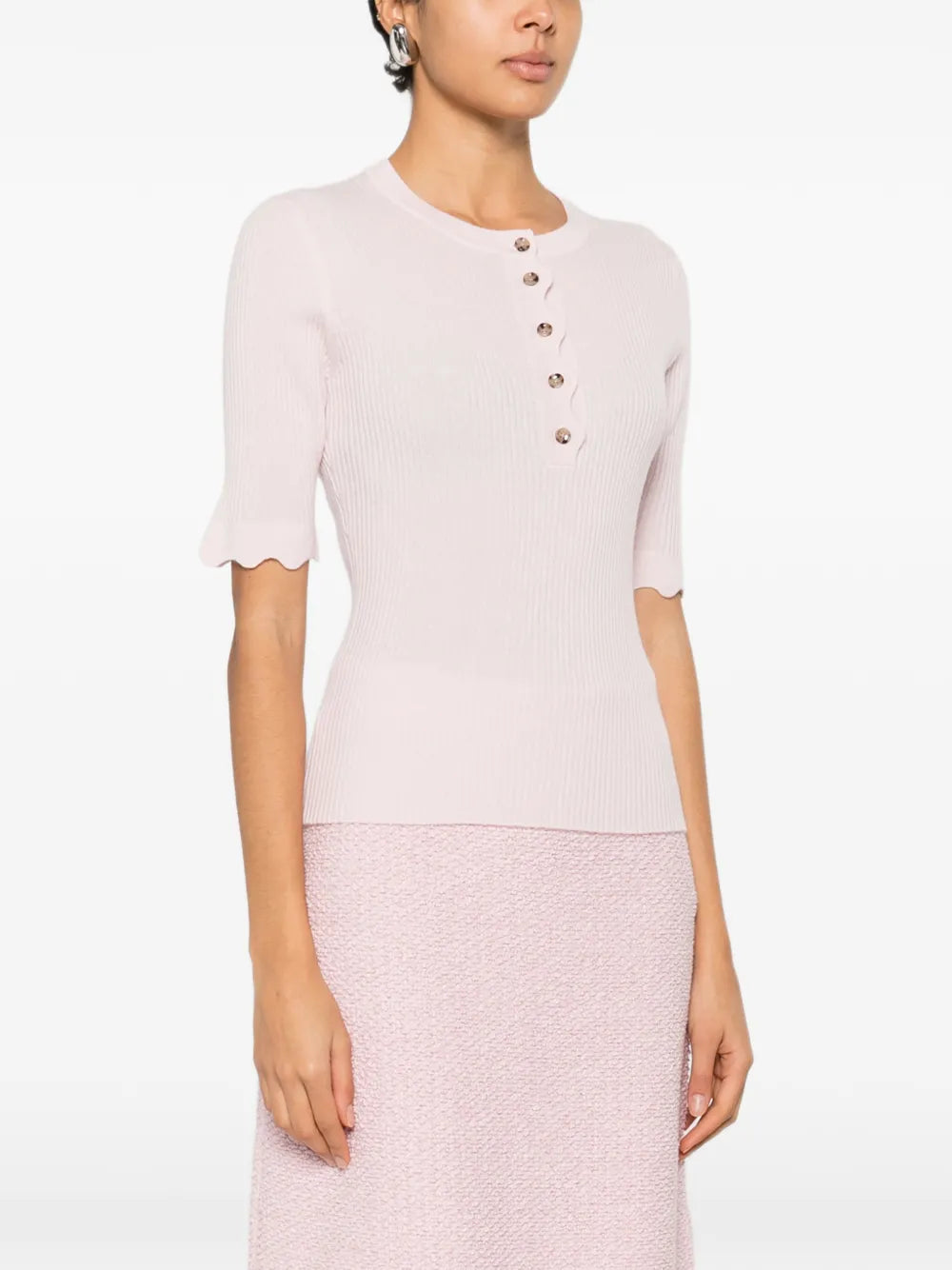 Žebrovaný vršek s knoflíkovým zapínáním