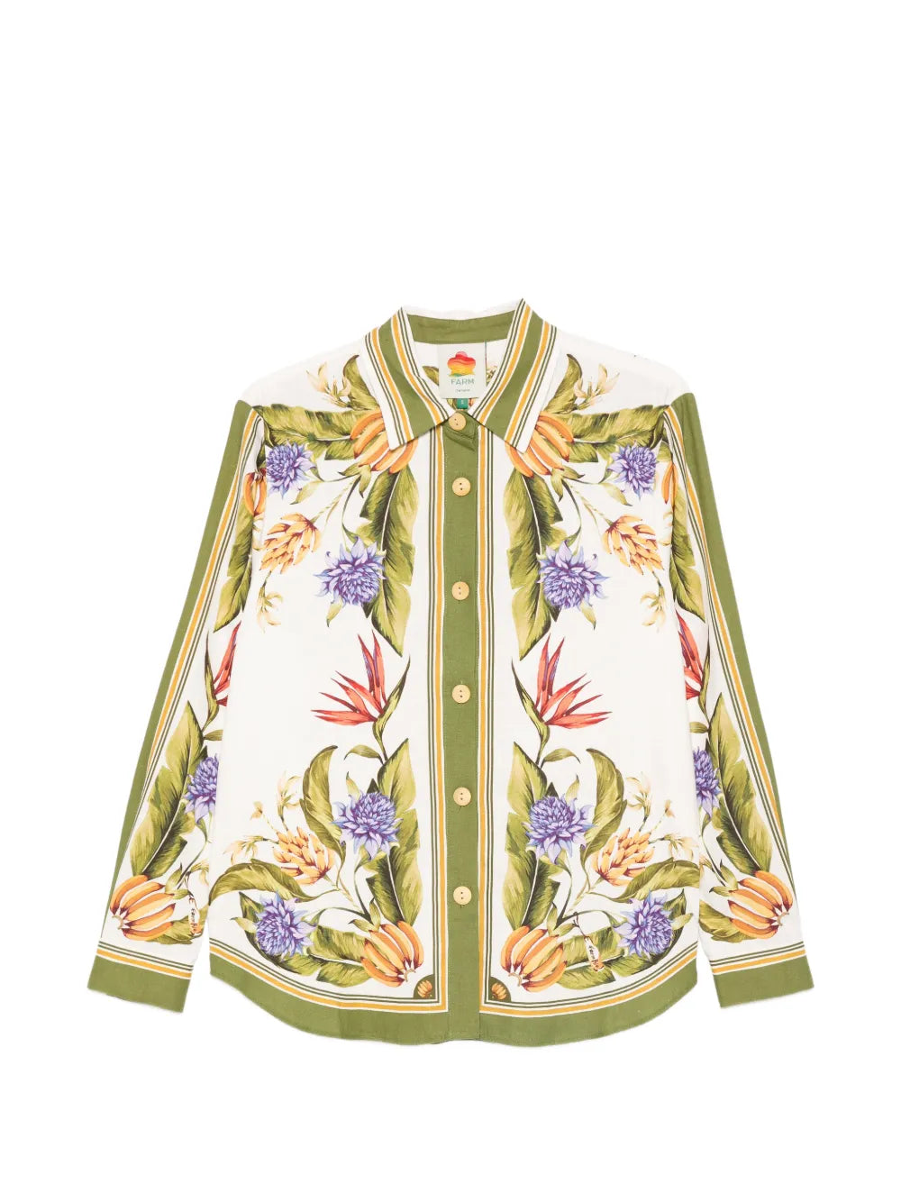 Sand Tropical Shirt with Floral Print