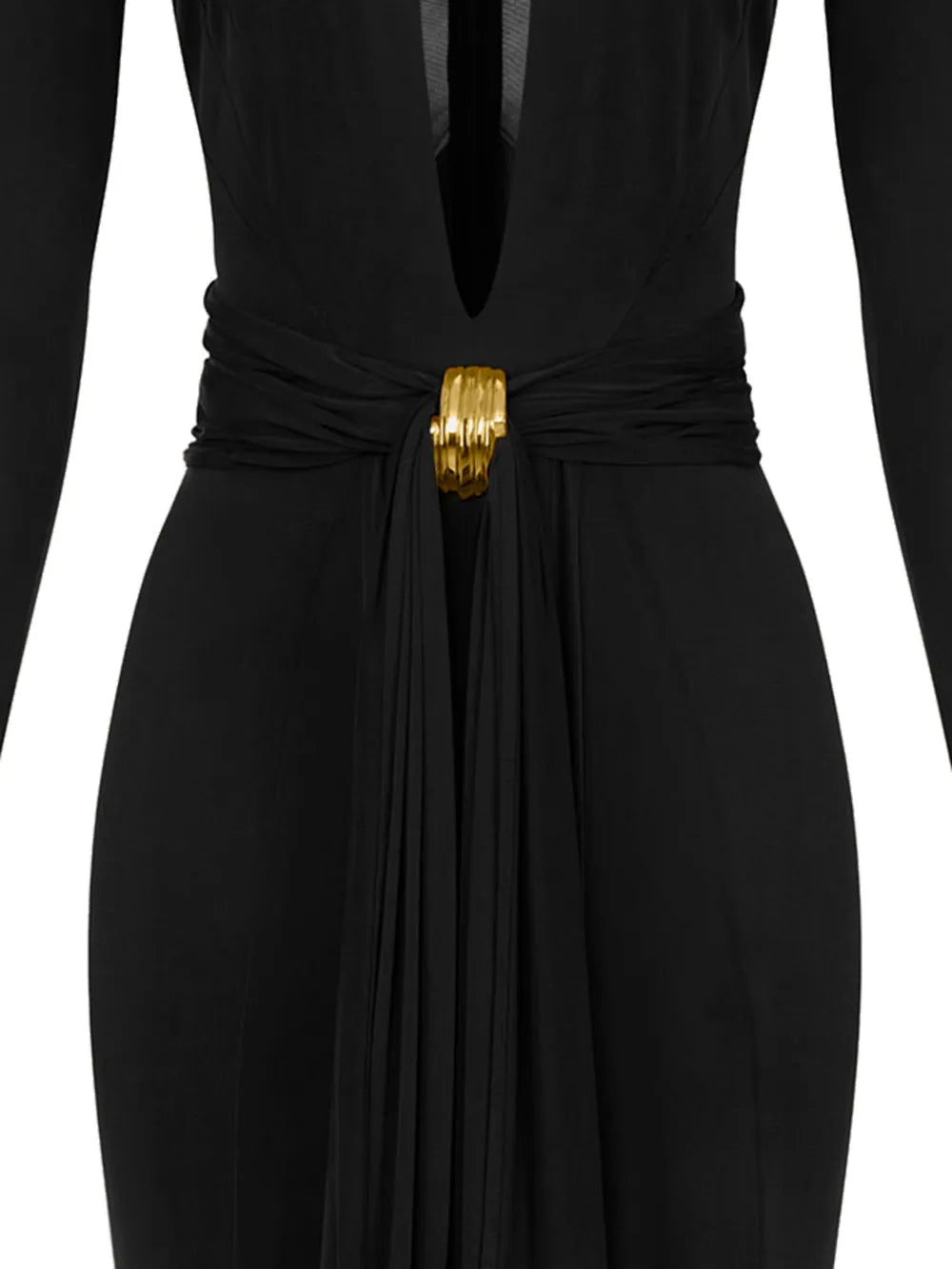 Maxišaty s výstřihem na klíček a drapováním