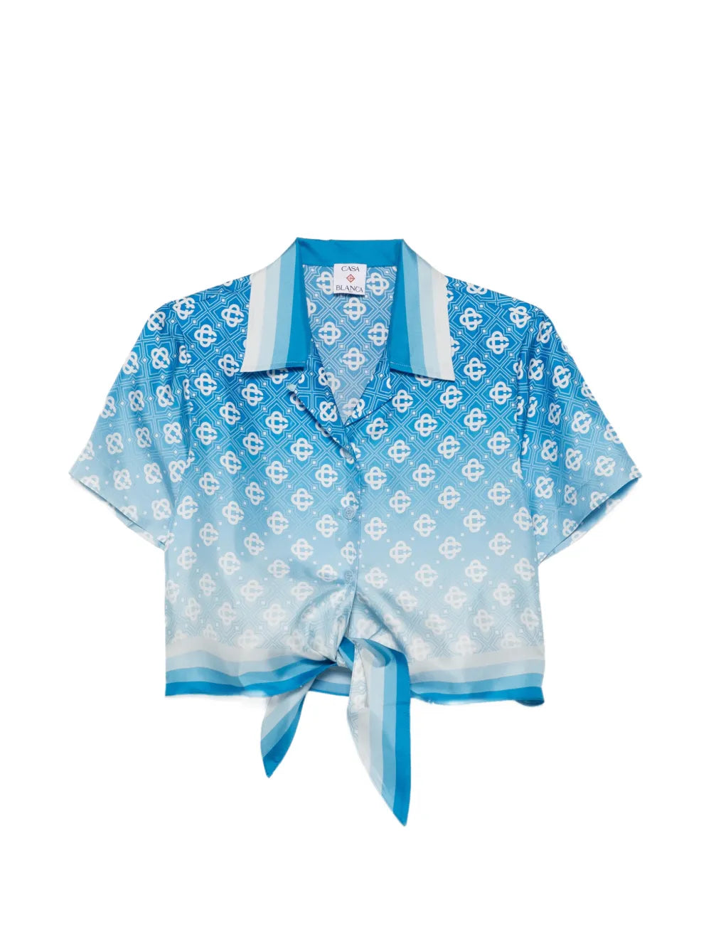 Knotted shirt with diamond and monogram print
