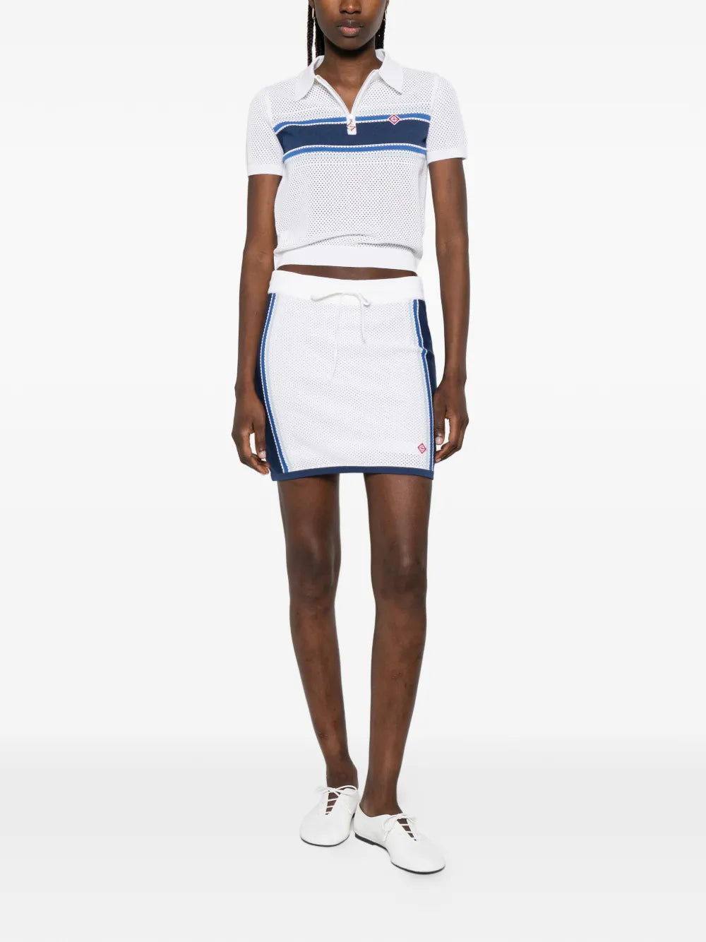 Striped polo shirt with zipper