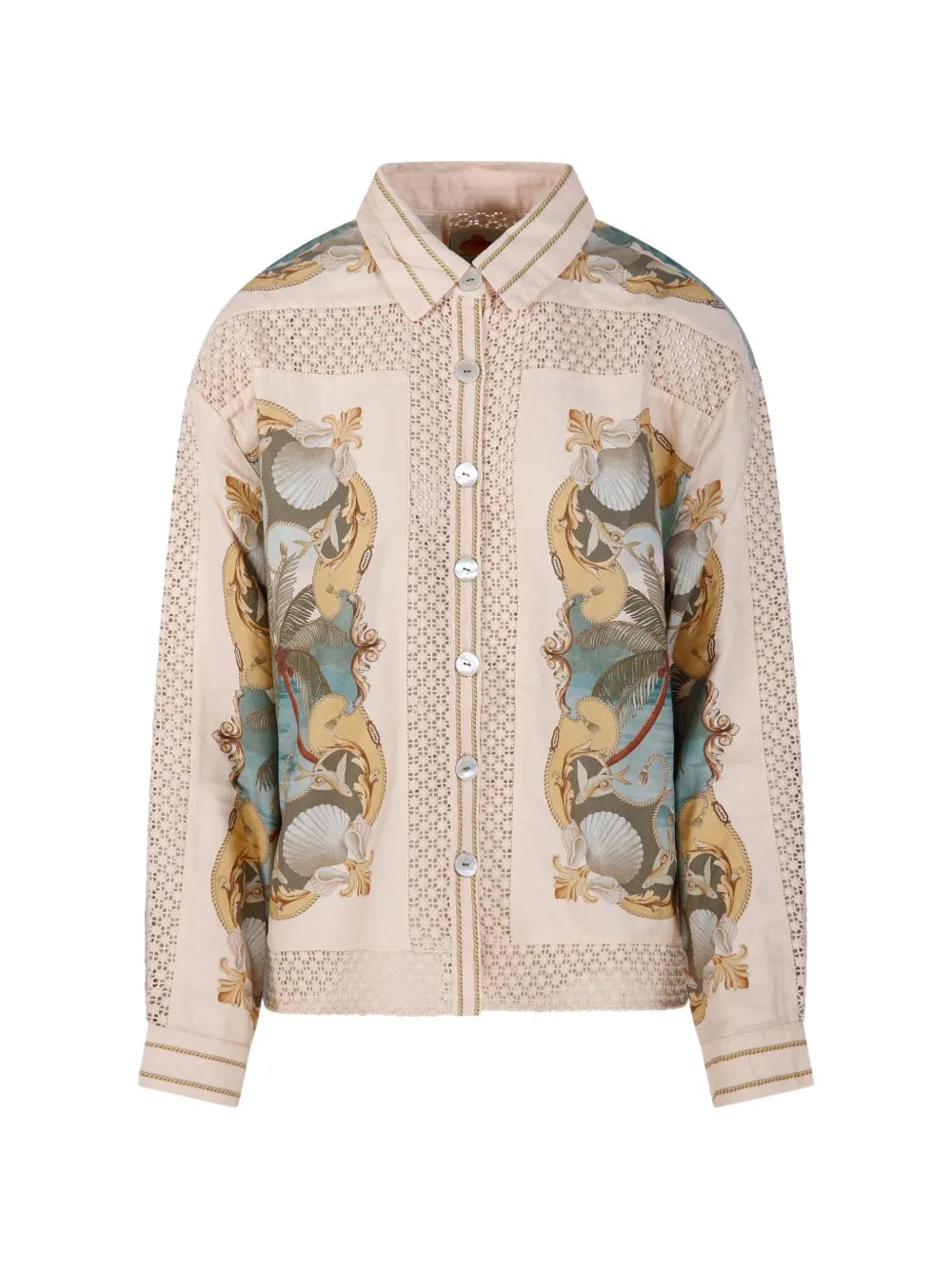 Royal Sea shirt with eyelet pattern