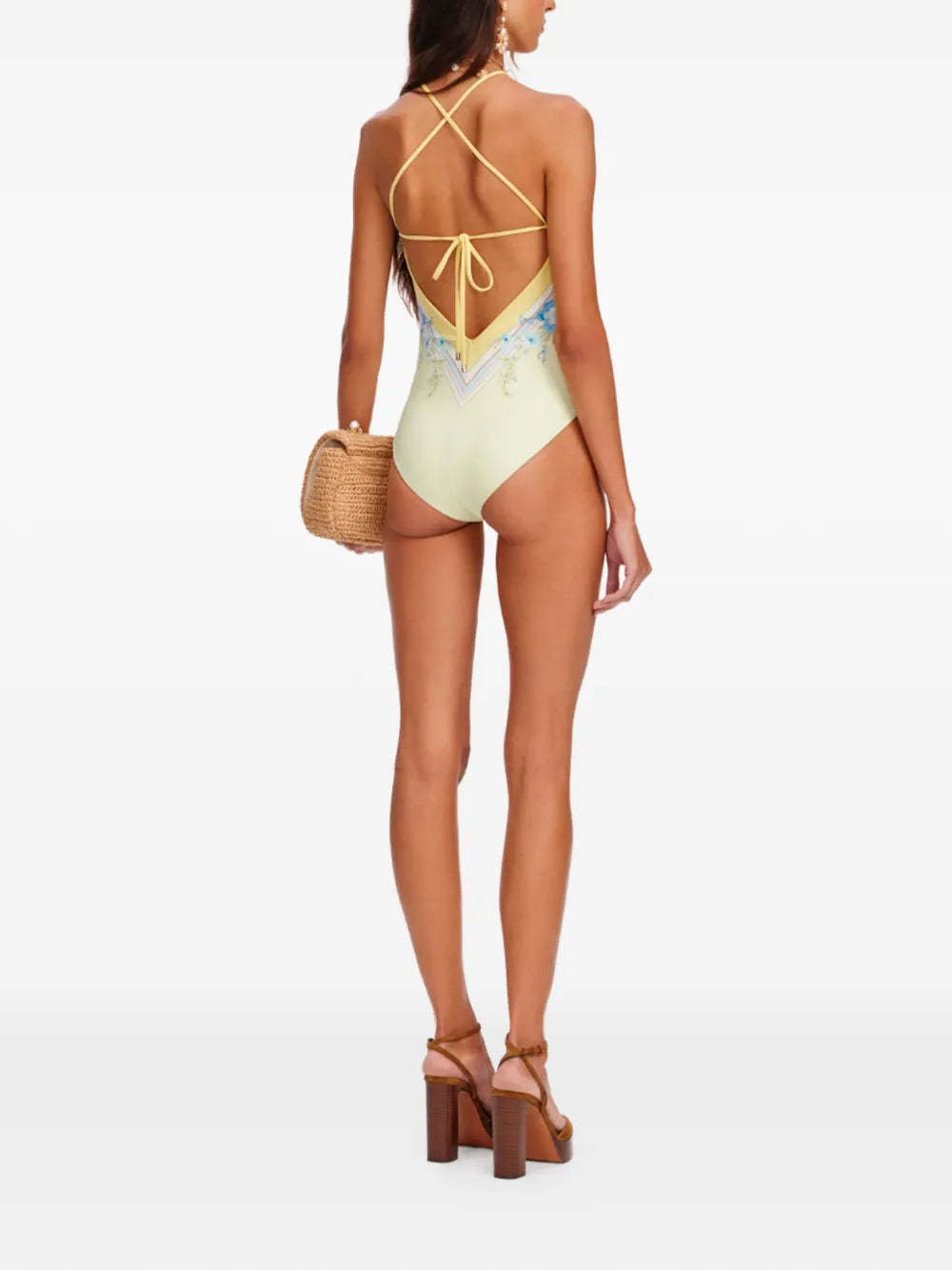 Floral print halterneck swimsuit