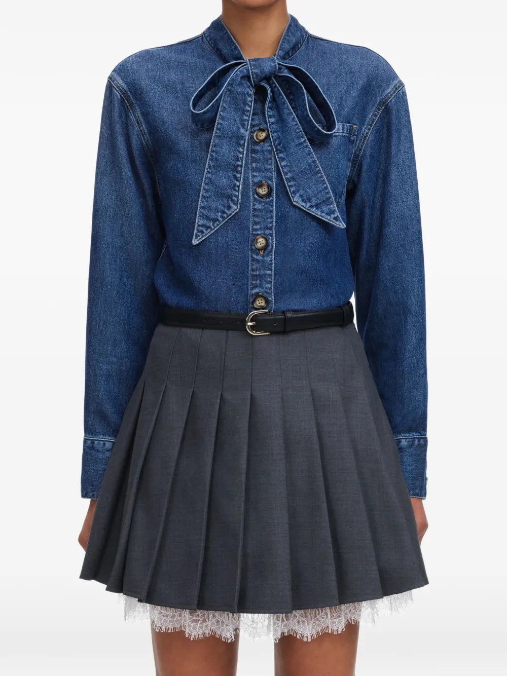 Shirt with bow collar