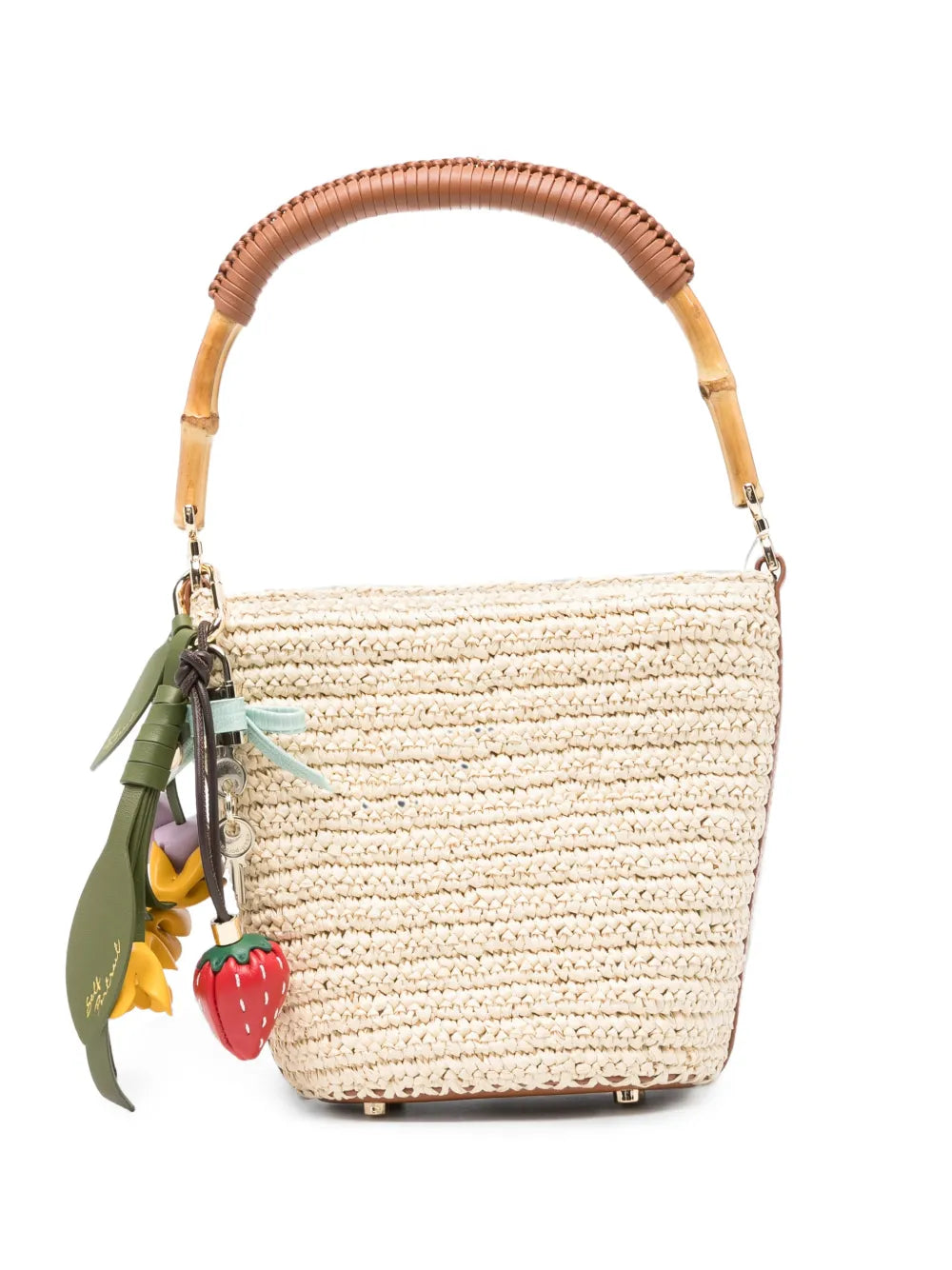 Tragetasche aus Raffia mit Bambusgriff