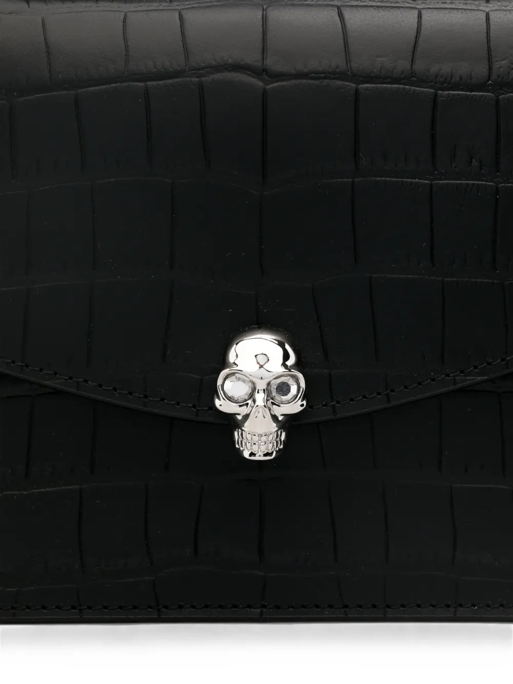 Skull Schultertasche mit Kroko-Effekt