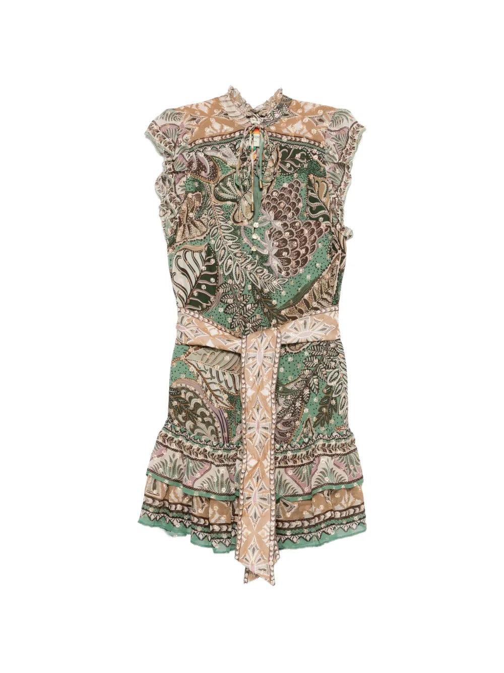 Minikleid mit gepunktetem Muster und Rüschenärmeln