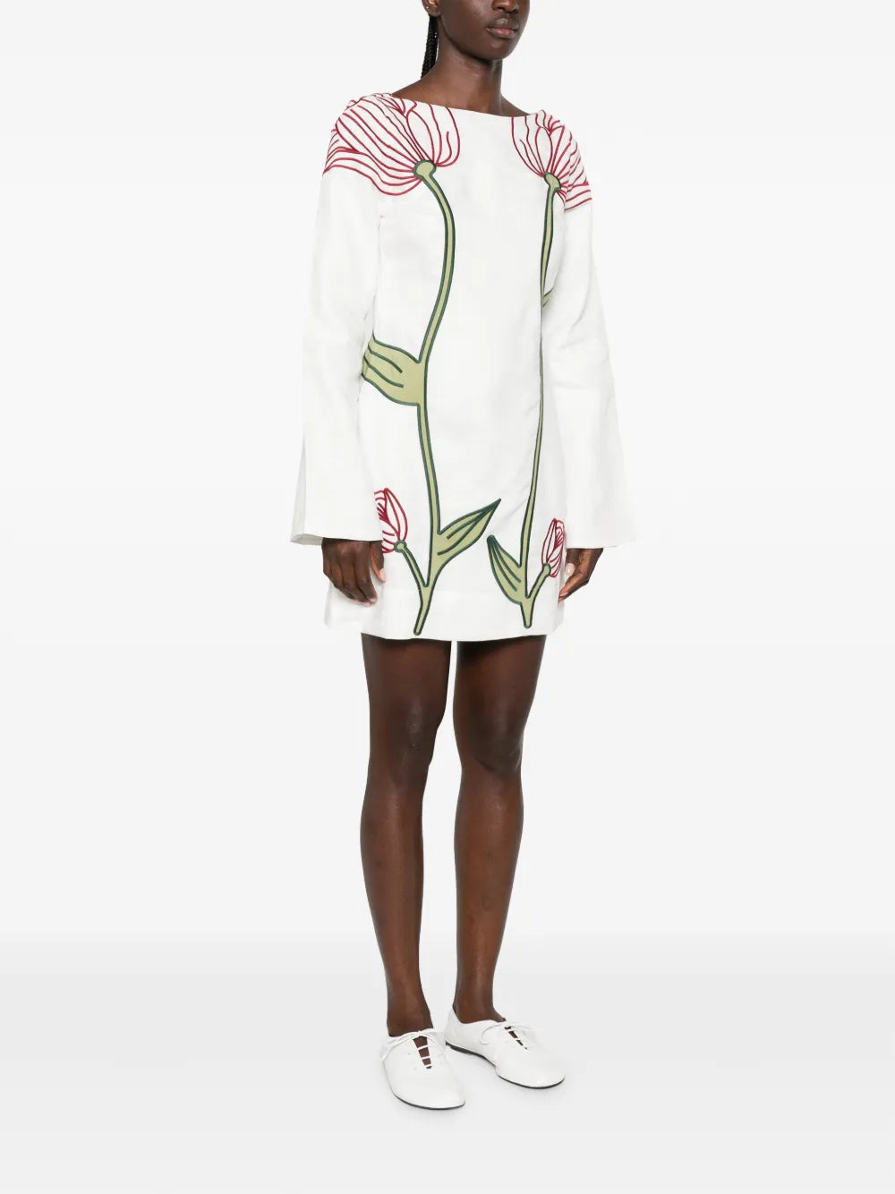 Minikleid mit gestickten Blumenapplikationen