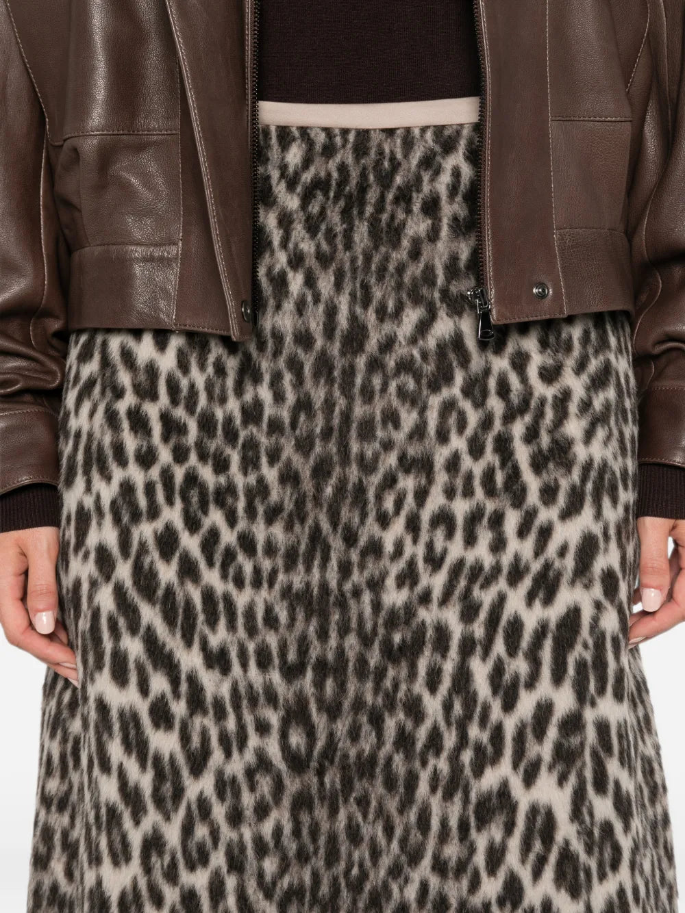 Trionfo Midi-Rock mit Leoparden-Print