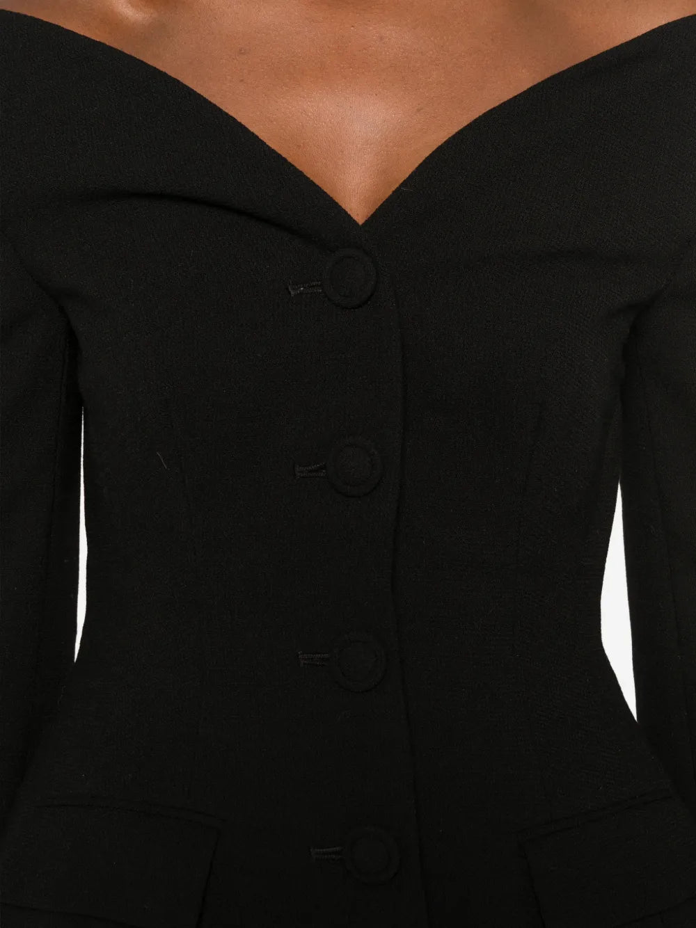 Schulterfreie Damen Wolljacke mit Knöpfen