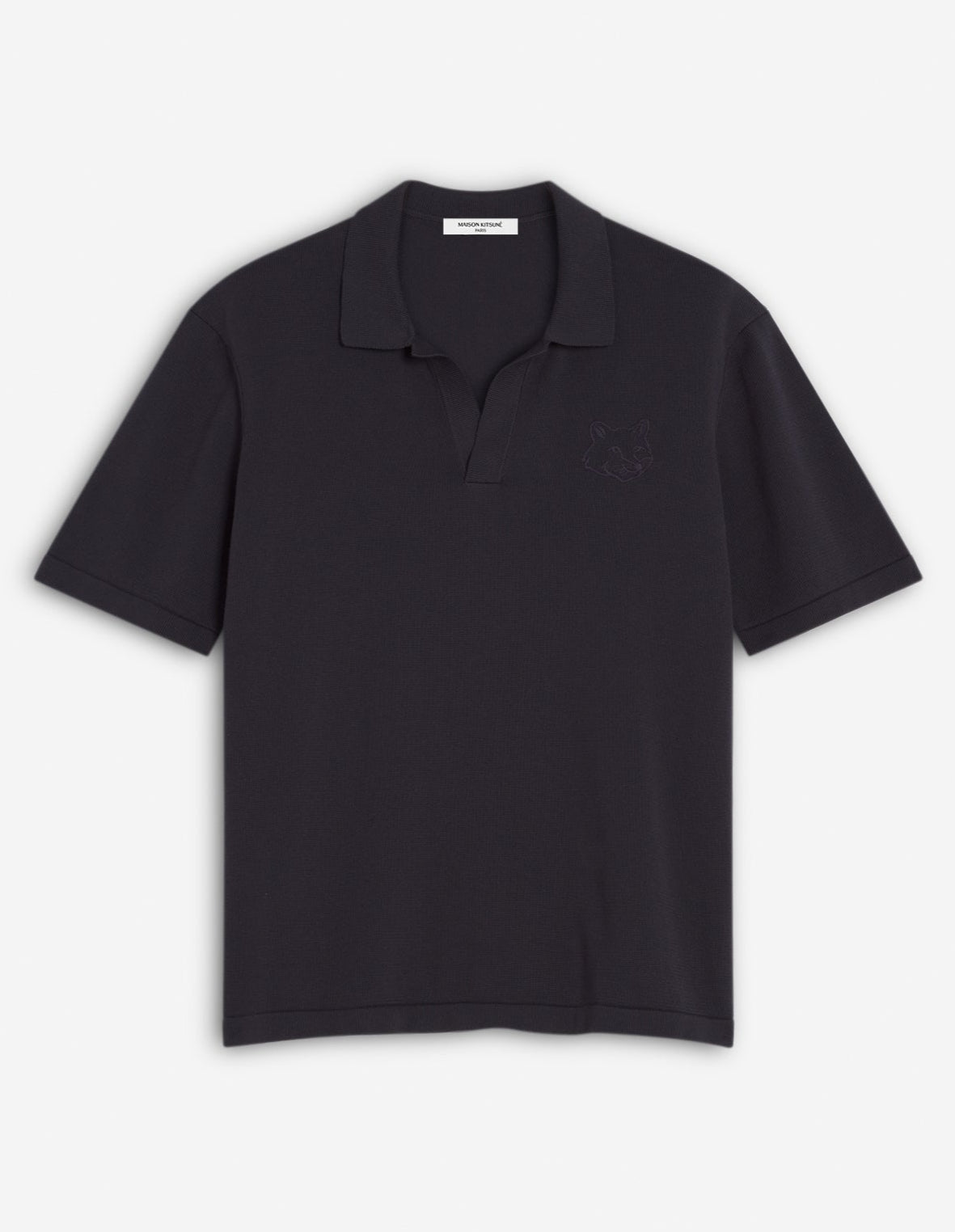 Knitted polo shirt with bold fox head embroidery