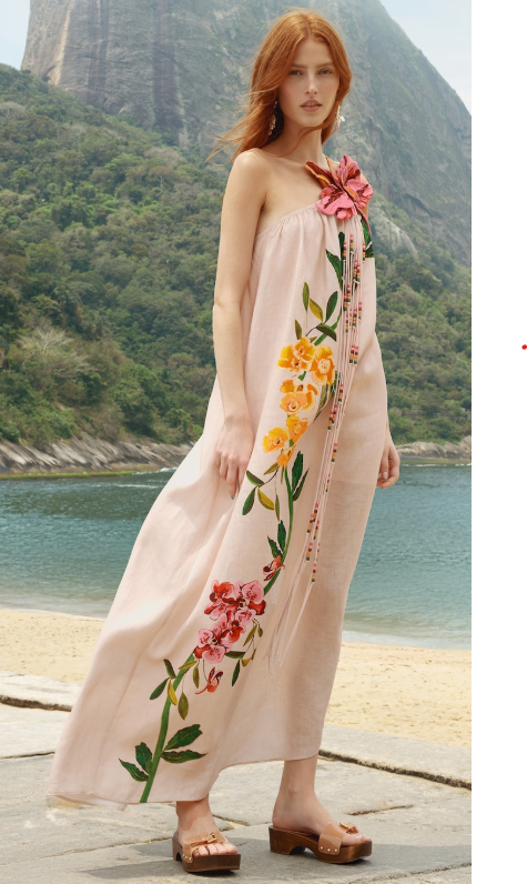 Asymmetrisches Maxi-Kleid mit Blumenprint