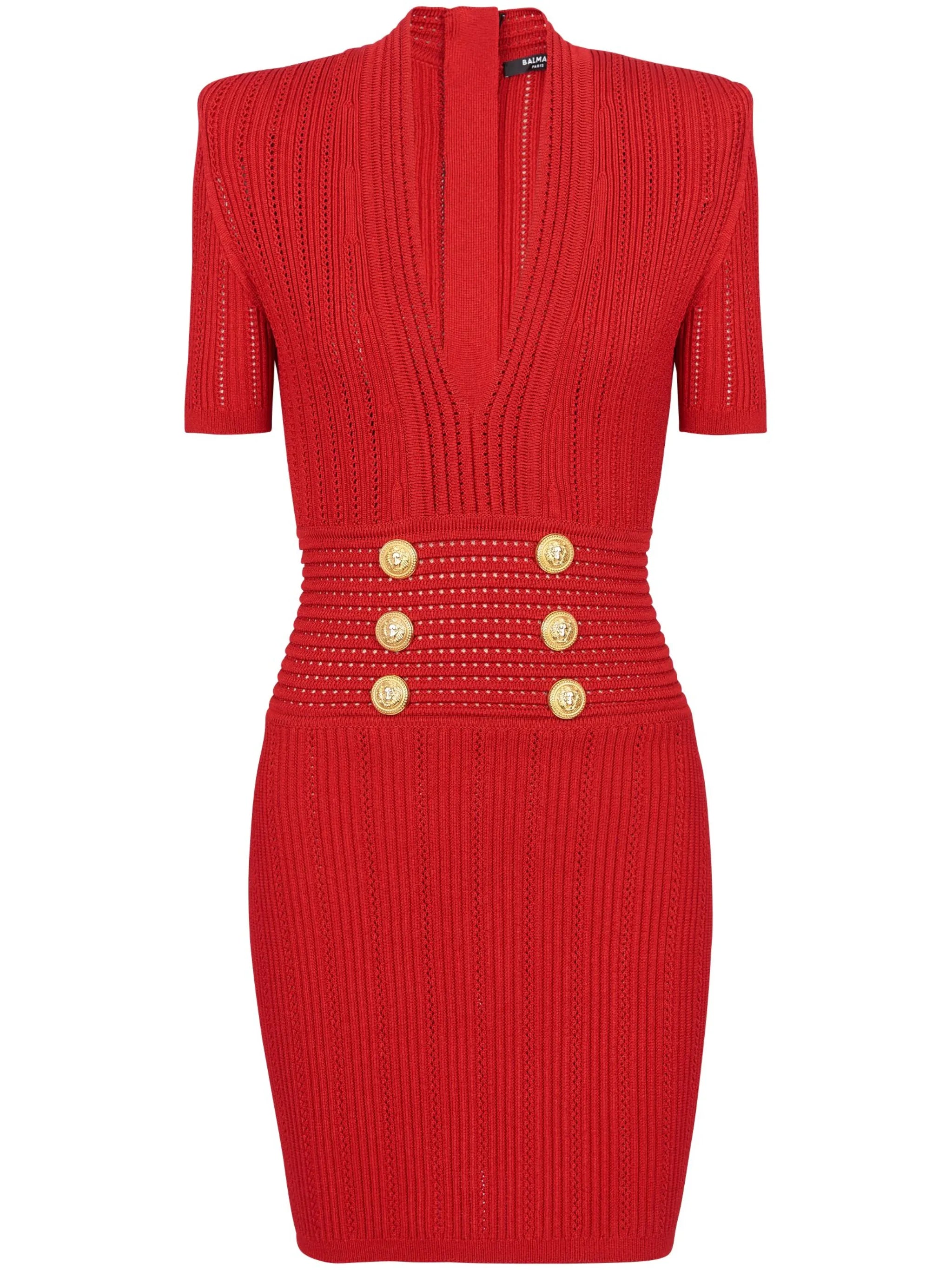 Knitted dress with V-neck