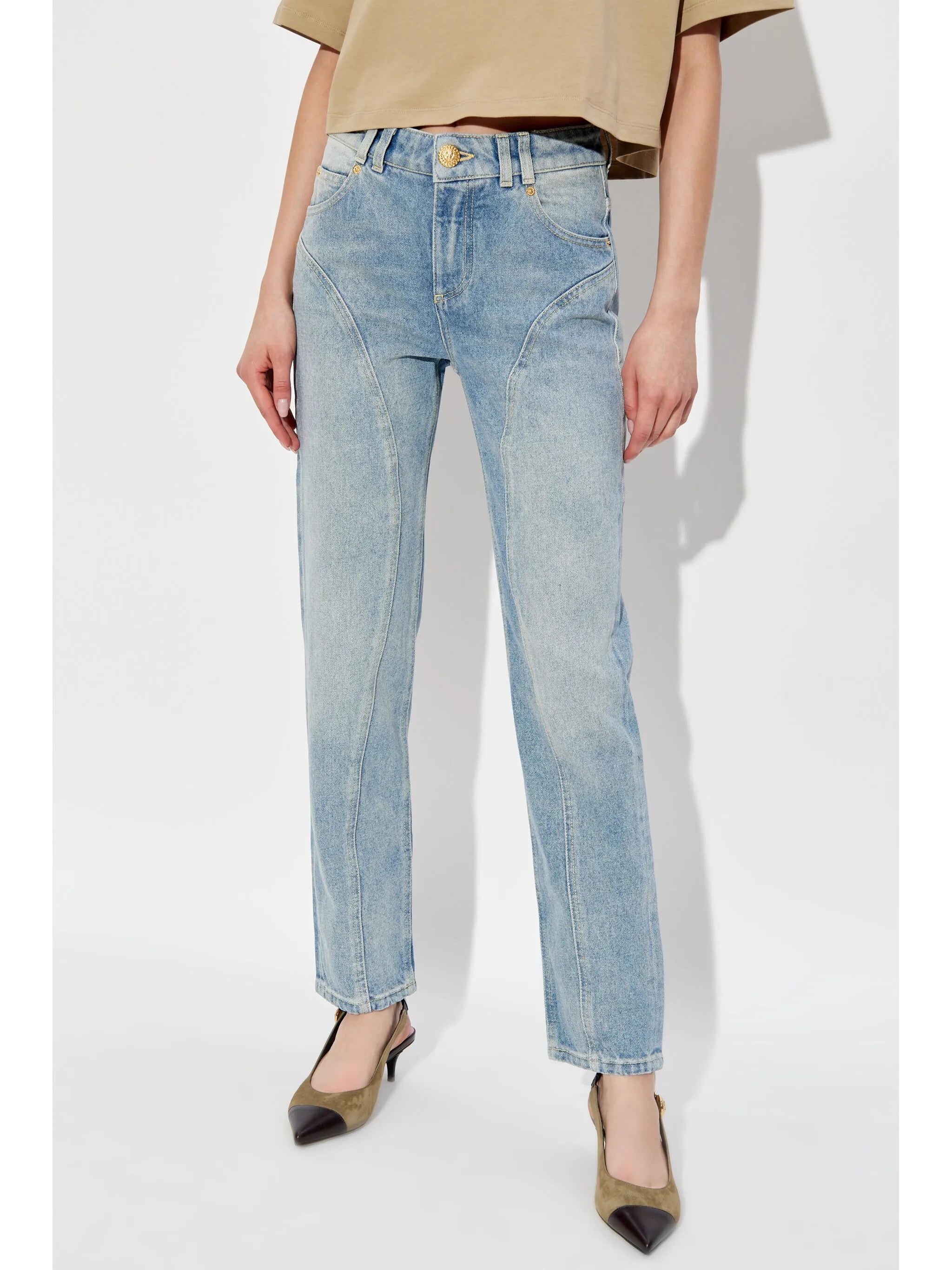 High-Waisted Straight Leg Jeans