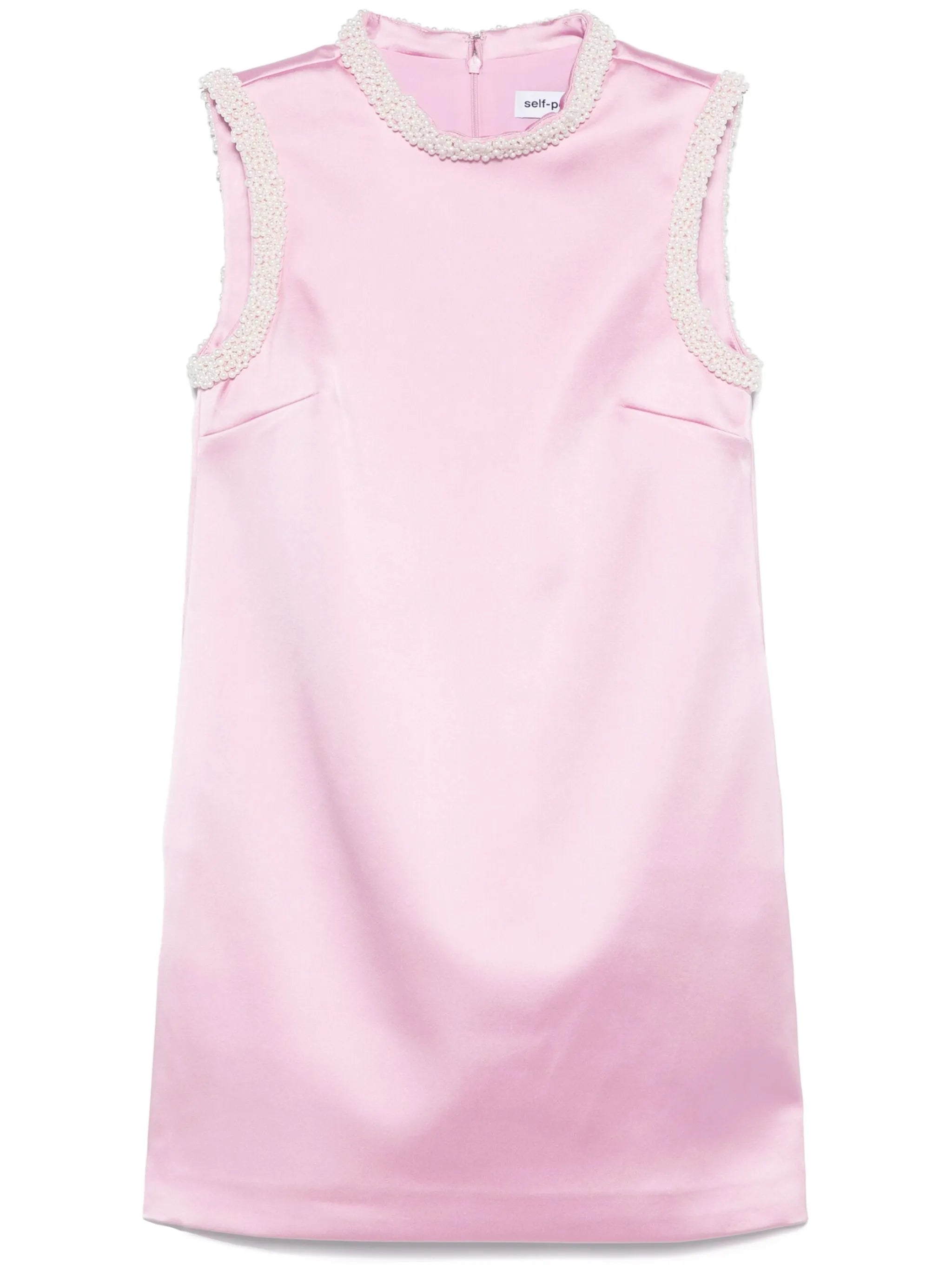 Satin mini dress with pearl trim