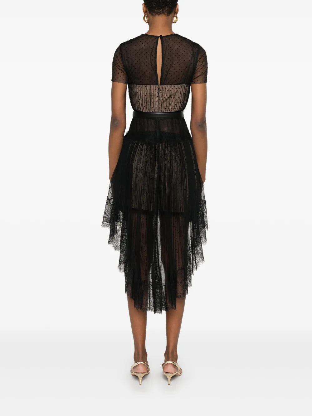 Mesh mini dress with polka dot pattern