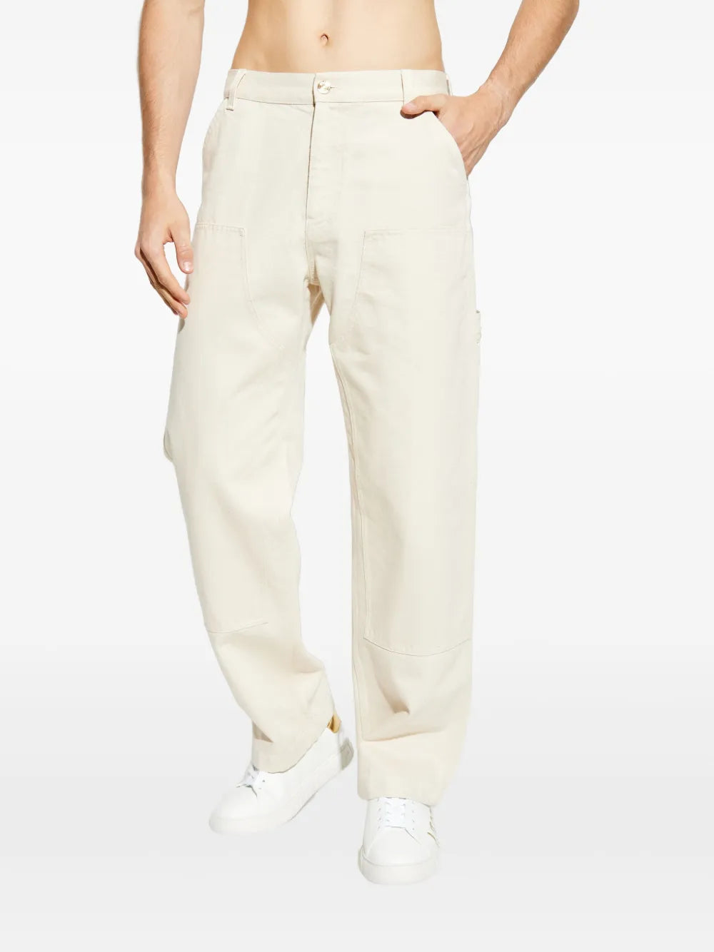 Utility pants with logo patch